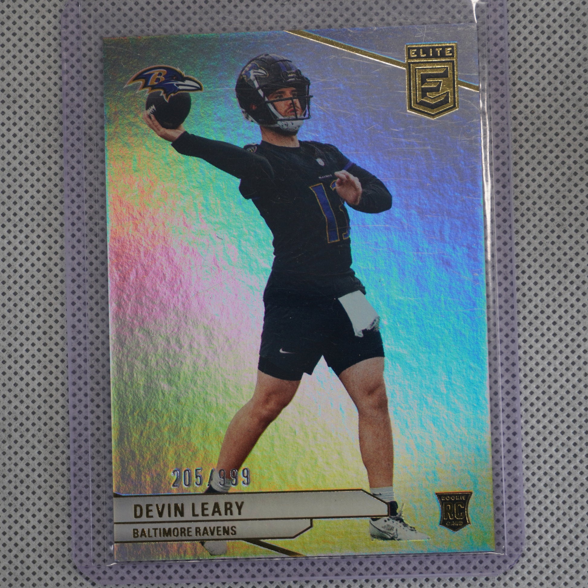 2024 Donruss Elite #199 Devin Leary #/999 Baltimore Ravens SN,RC