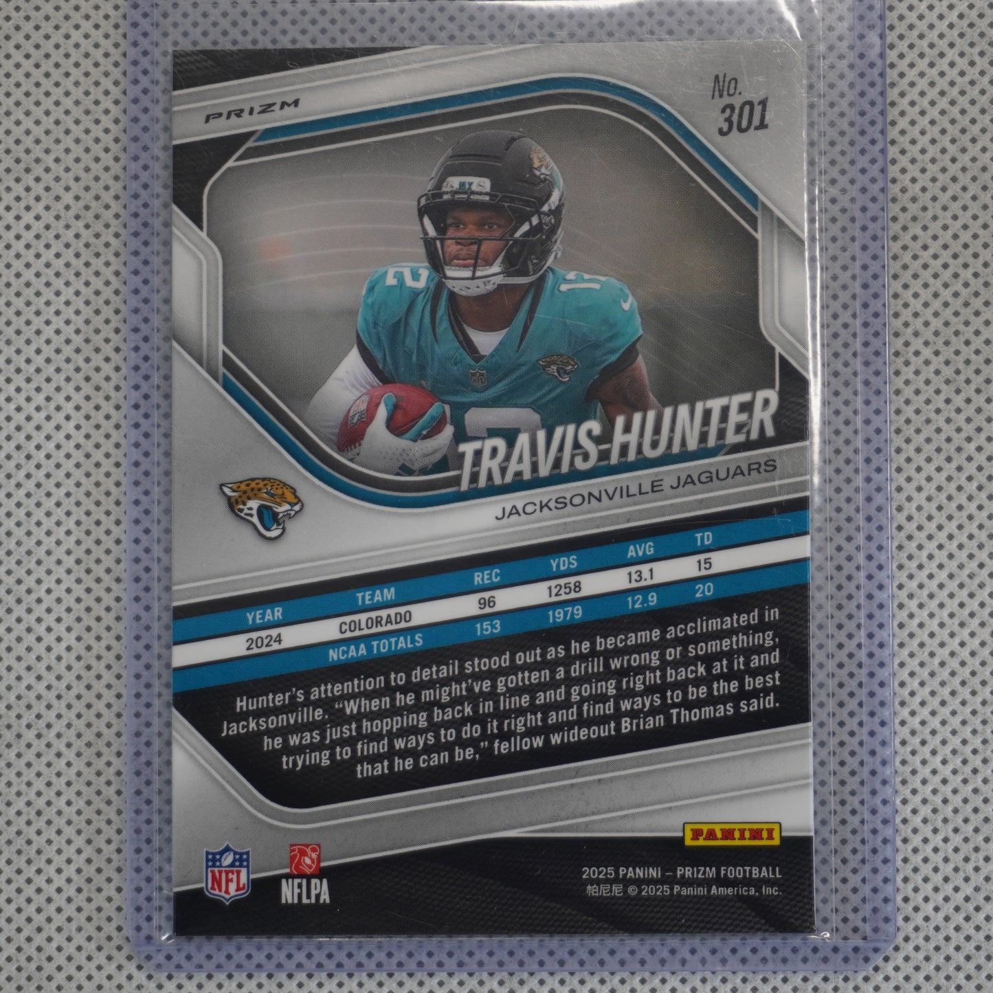 2025 Panini Prizm #301 Travis Hunter Lazer Jacksonville Jaguars
