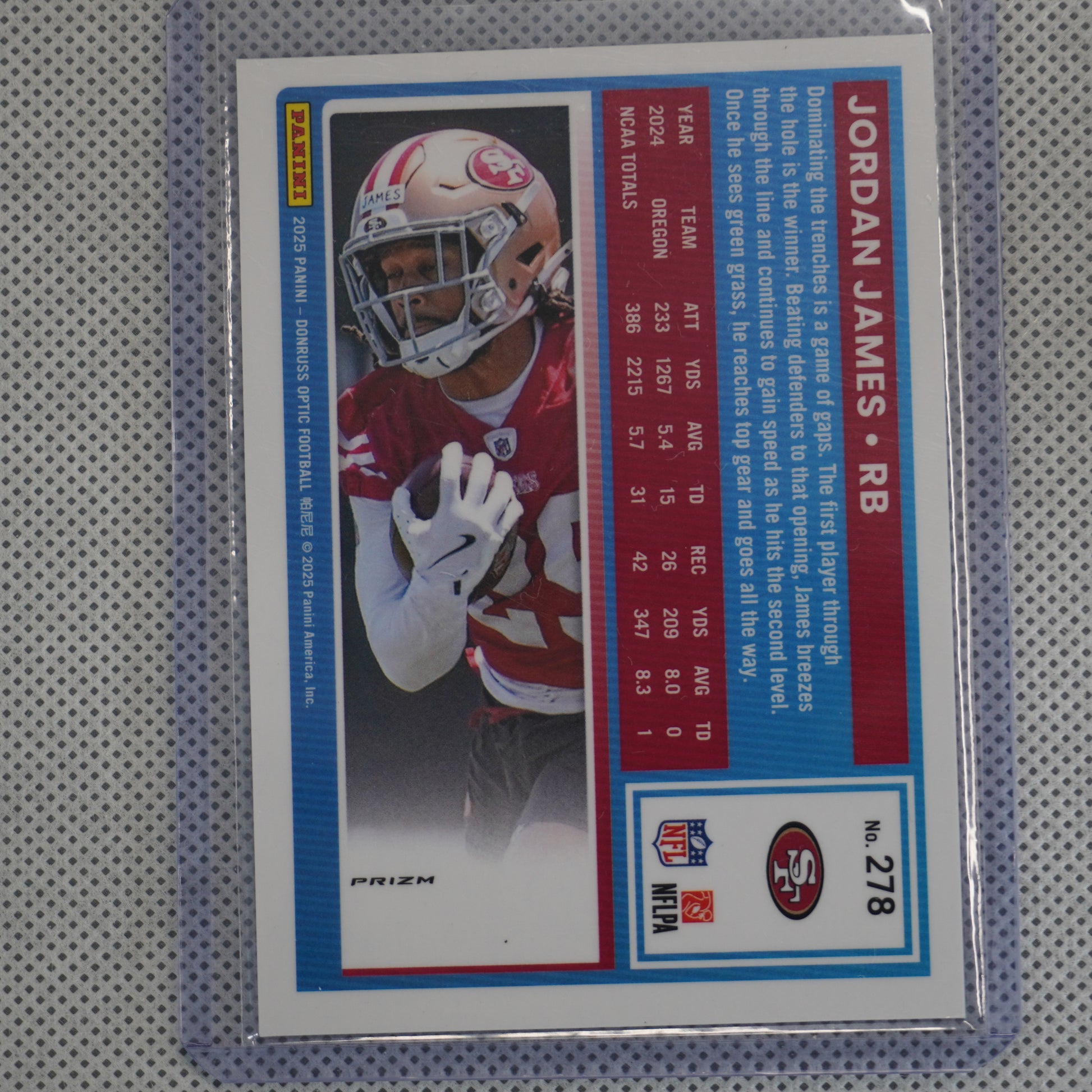 2025 Donruss Optic #278 Jordan James Blue Hyper San Francisco 49ers RC