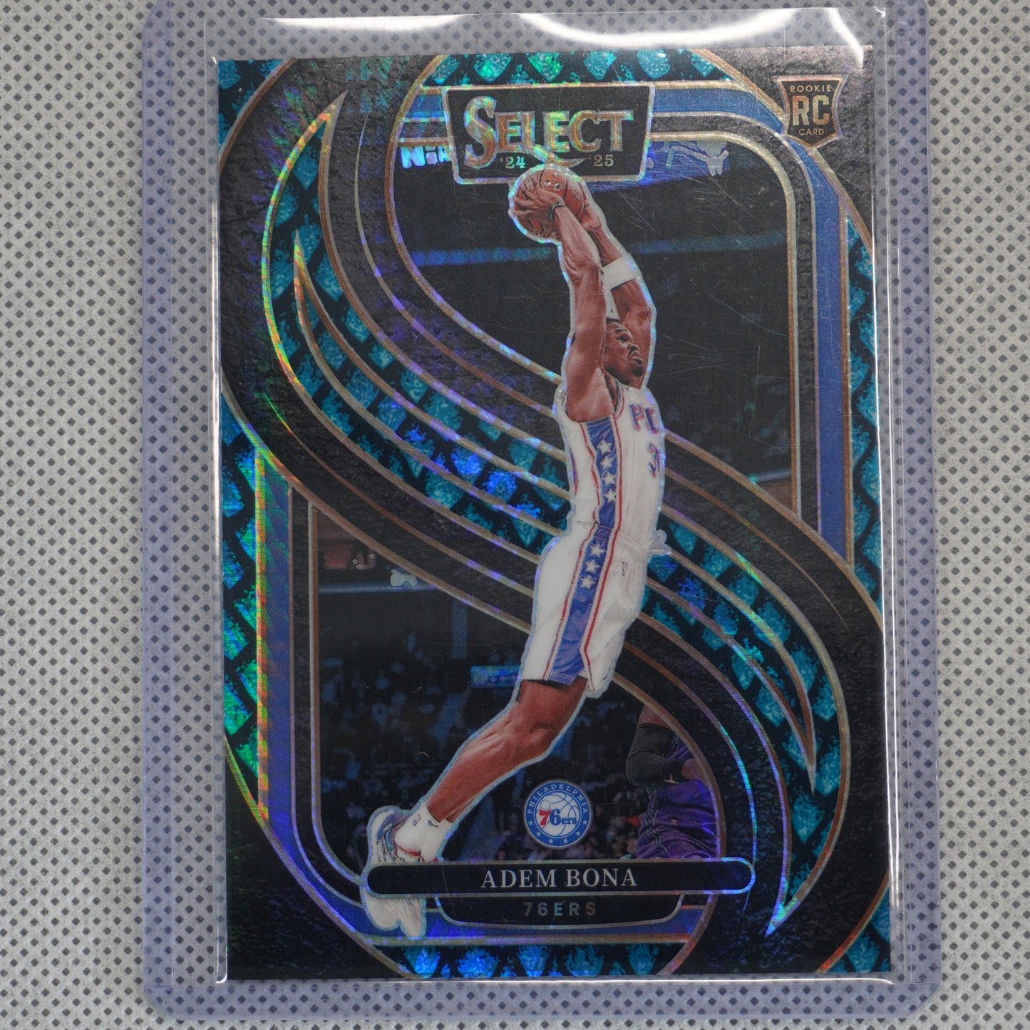 2024-25 Panini Select #196 Adem Bona Dragon Scale Prizm #/8 Philadelphia 76ers SN,RC