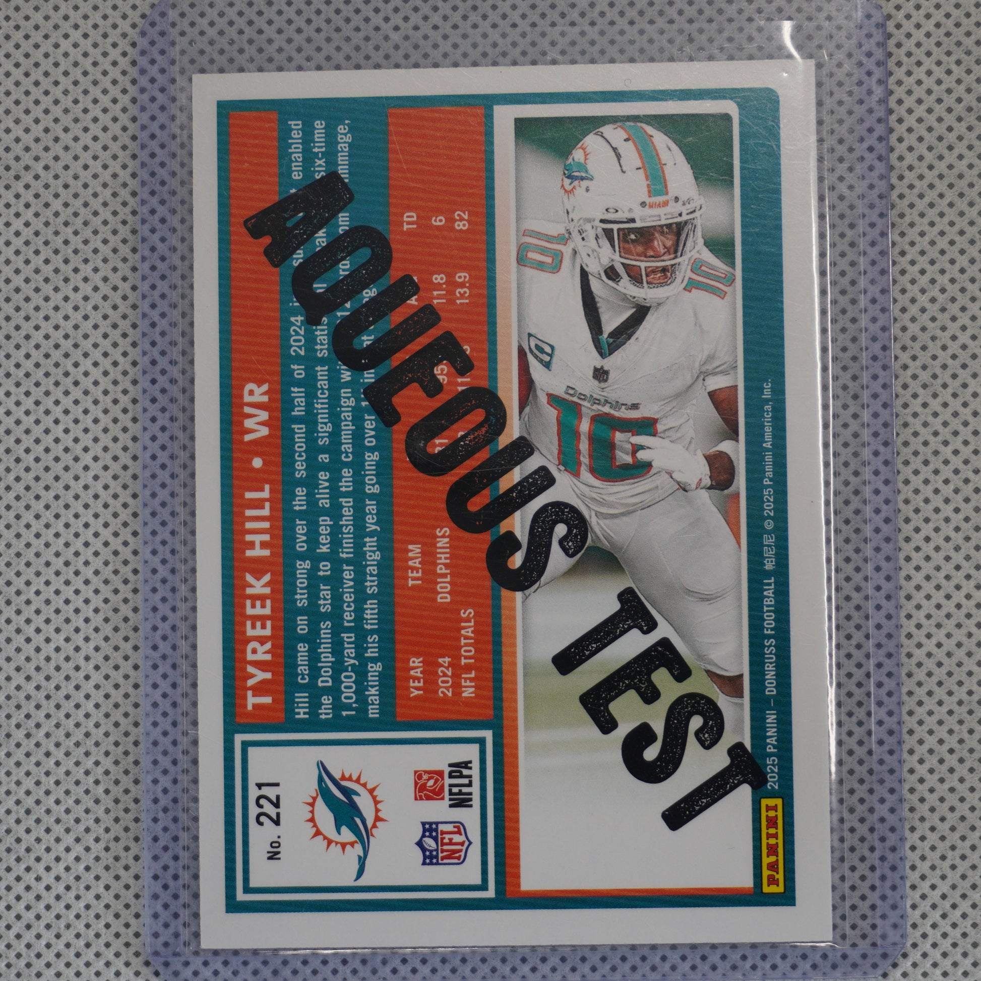 2025 Donruss #221 Tyreek Hill Aqueous Test Miami Dolphins