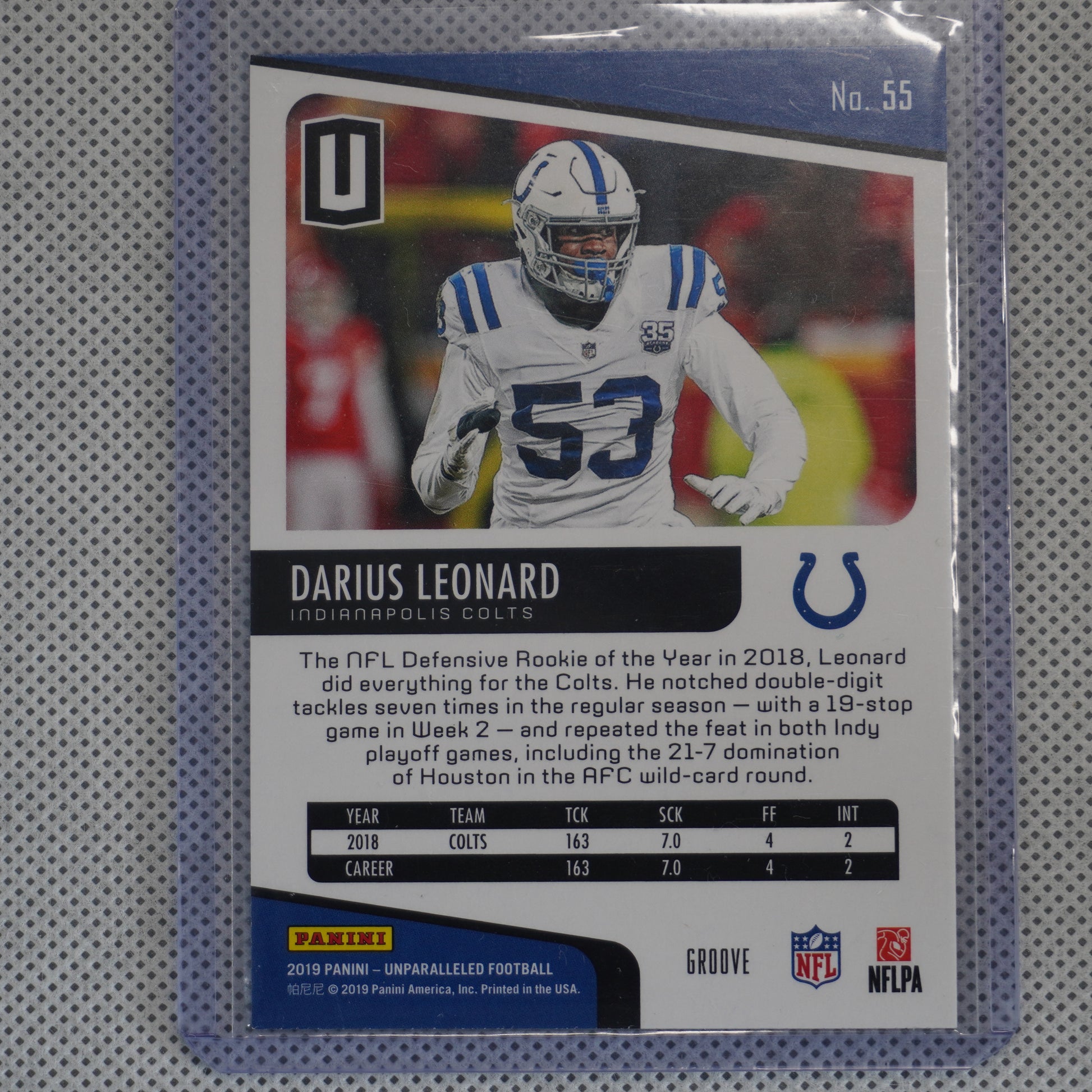 2019 Panini Unparalleled #55 Darius Leonard Groove Indianapolis Colts