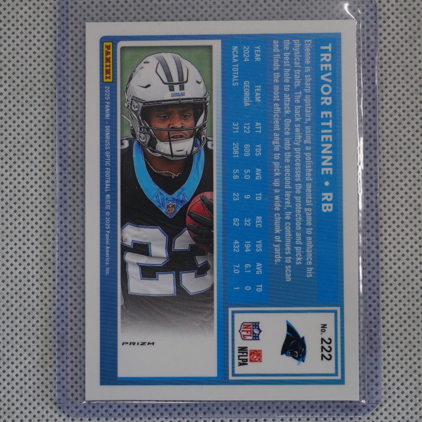 2025 Donruss Optic #222 Trevor Etienne Holo Carolina Panthers RC