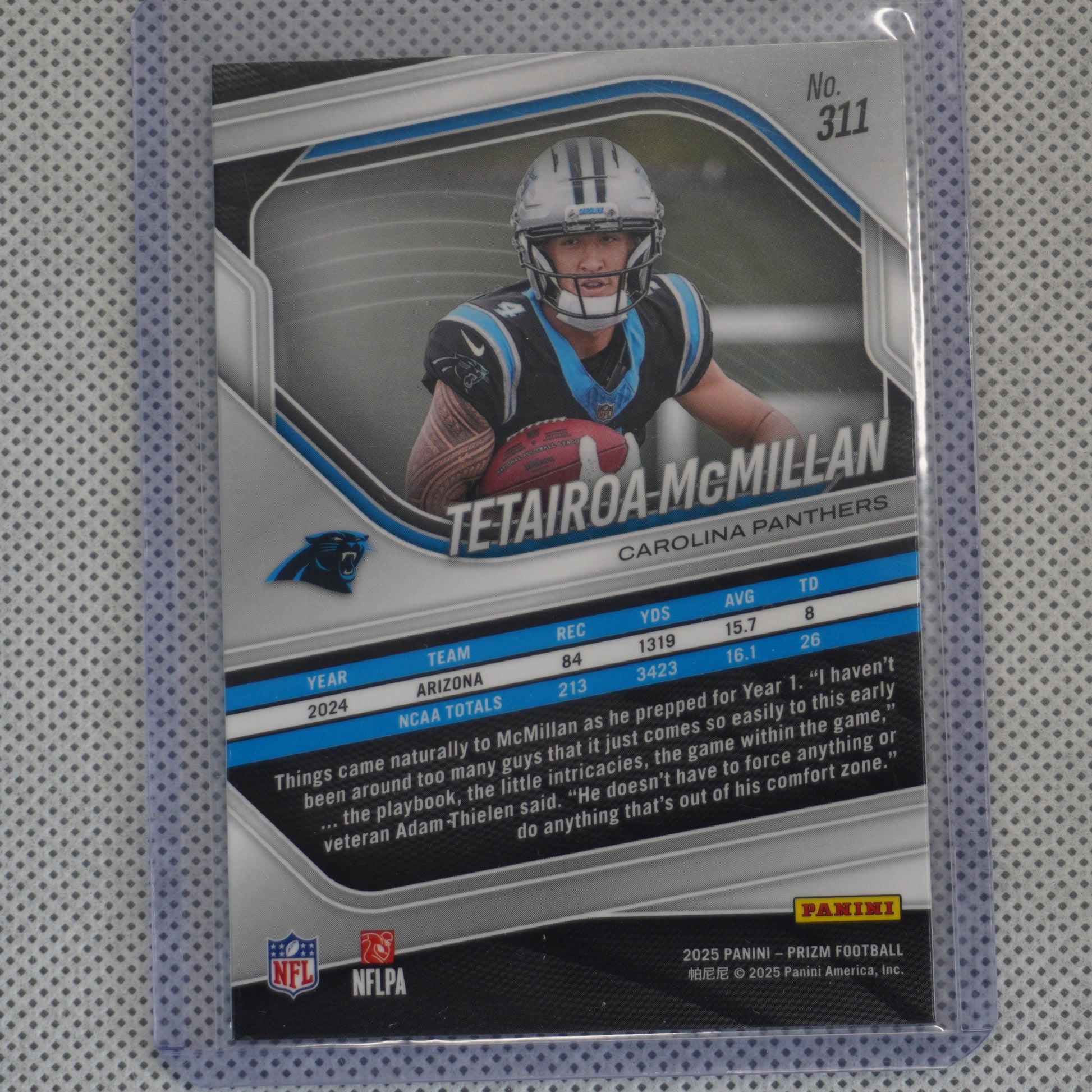 2025 Panini Prizm #311 Tetairoa McMillan Carolina Panthers RC