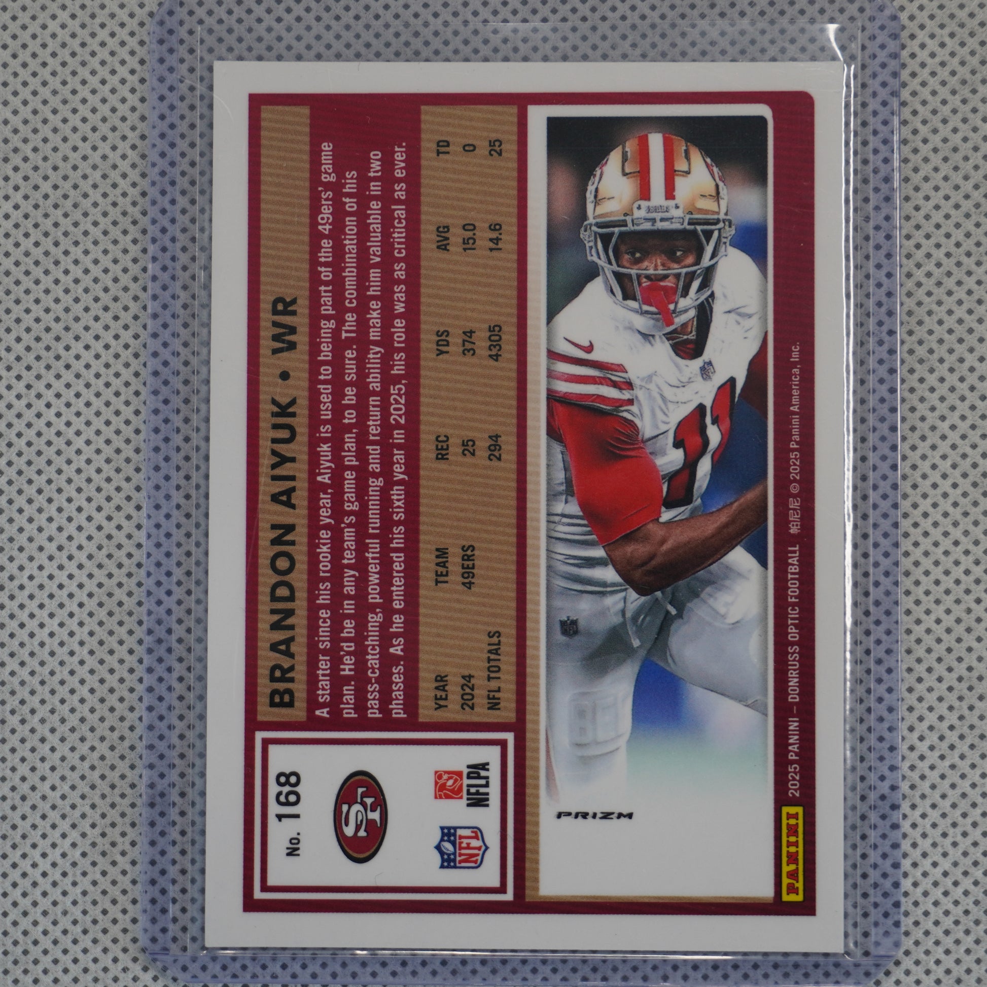 2025 Donruss Optic #168 Brandon Aiyuk Holo San Francisco 49ers