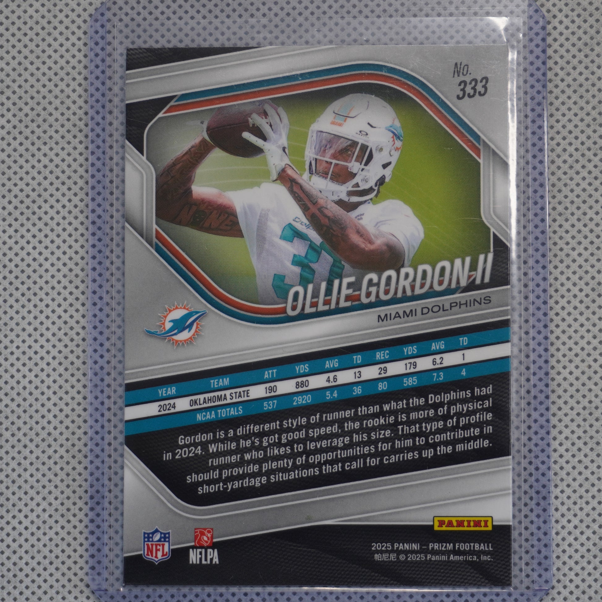 2025 Panini Prizm #333 Ollie Gordon II Miami Dolphins RC