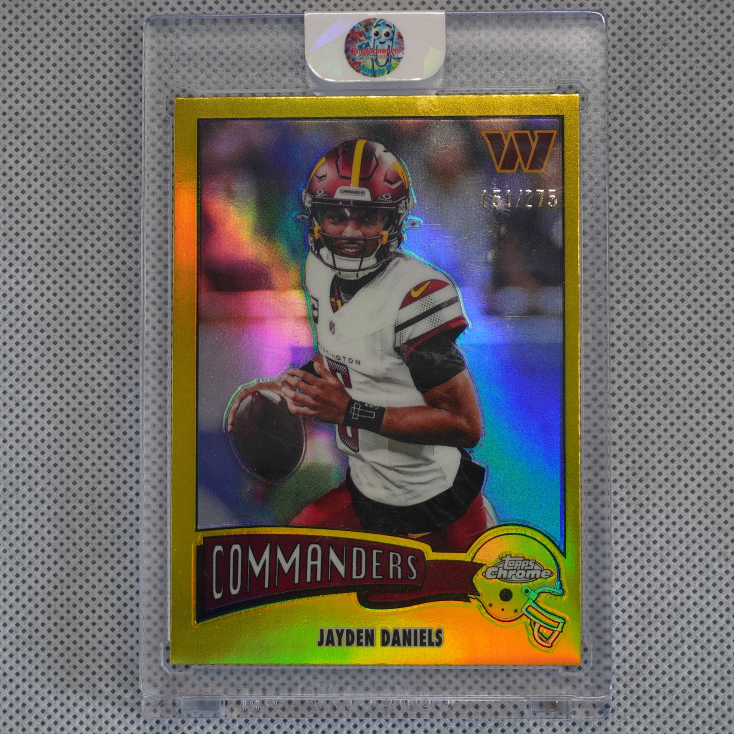 2025 Topps Chrome #1975-34 Jayden Daniels 1975 Topps Yellow Refractor #/275 Washington Commanders SN