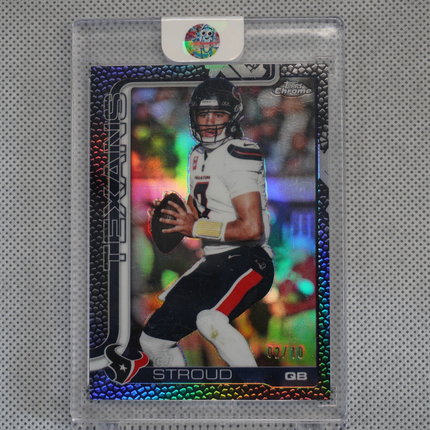 2025 Topps Chrome #119 CJ Stroud Football Leather Black #'d/10 SSP Houston Texans SN