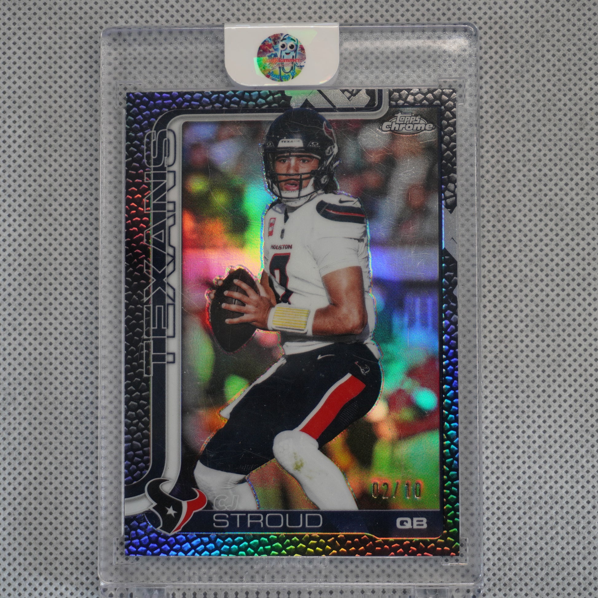 2025 Topps Chrome #119 CJ Stroud Football Leather Black #'d/10 SSP Houston Texans SN