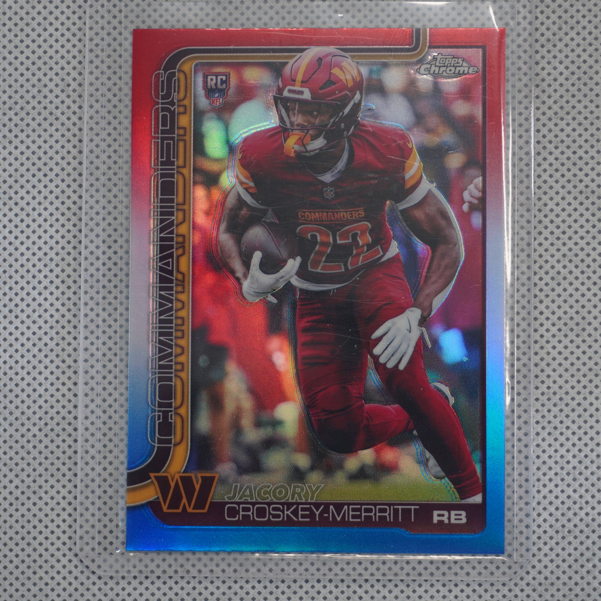 2025 Topps Chrome #387 Jacory Croskey-Merritt Red White and Blue Refractor Washington Commanders RC