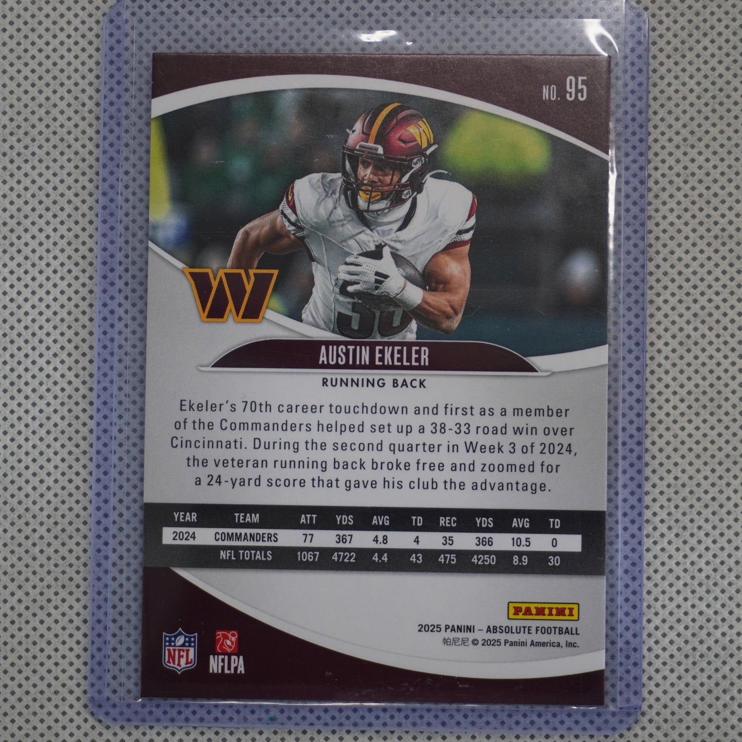 2025 Panini Absolute #95 Austin Ekeler Orange Mosaic #/825 Washington Commanders SN