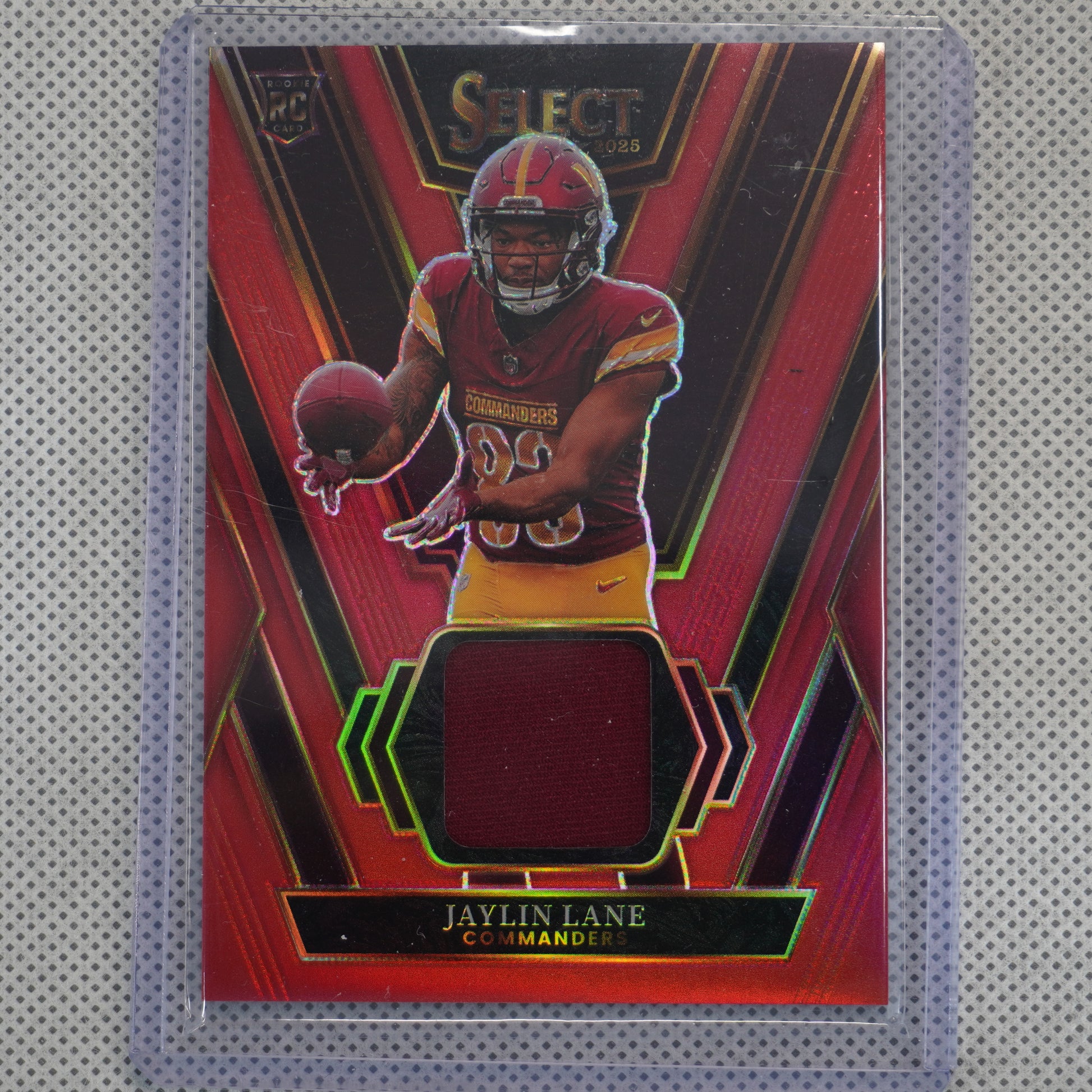 2025 Panini Select #RSW-JLE Jaylin Lane Rookie Swatches Red Prizm Washington Commanders MEM