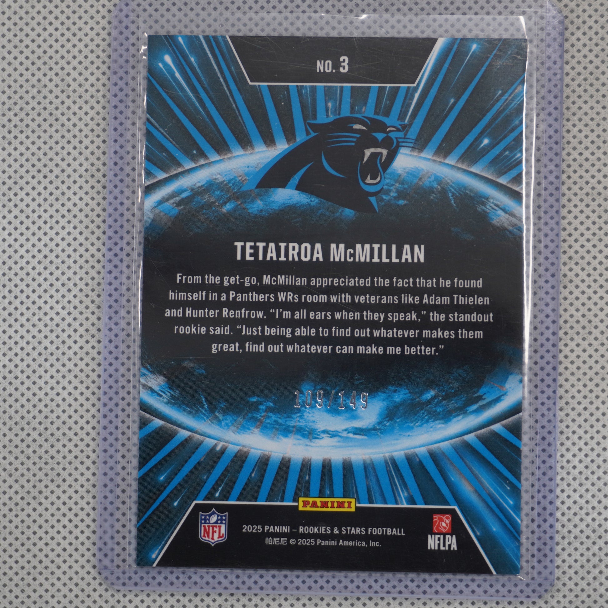 2025 Panini Rookies & Stars #3 Tetairoa McMillan Stellar Rookies Silver Carolina Panthers