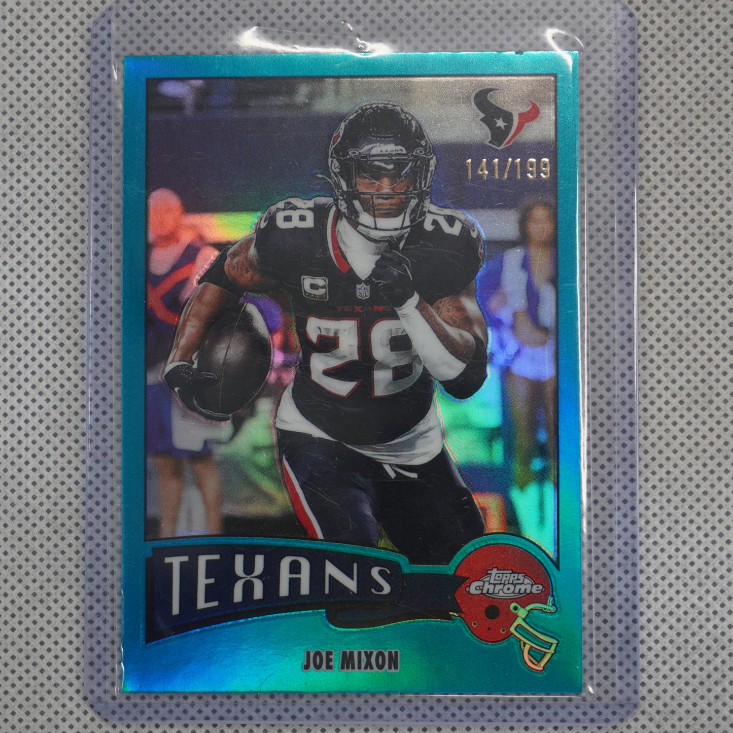 2025 Topps Chrome #1975-14 Joe Mixon 1975 Topps Aqua Refractor #/199 Houston Texans SN