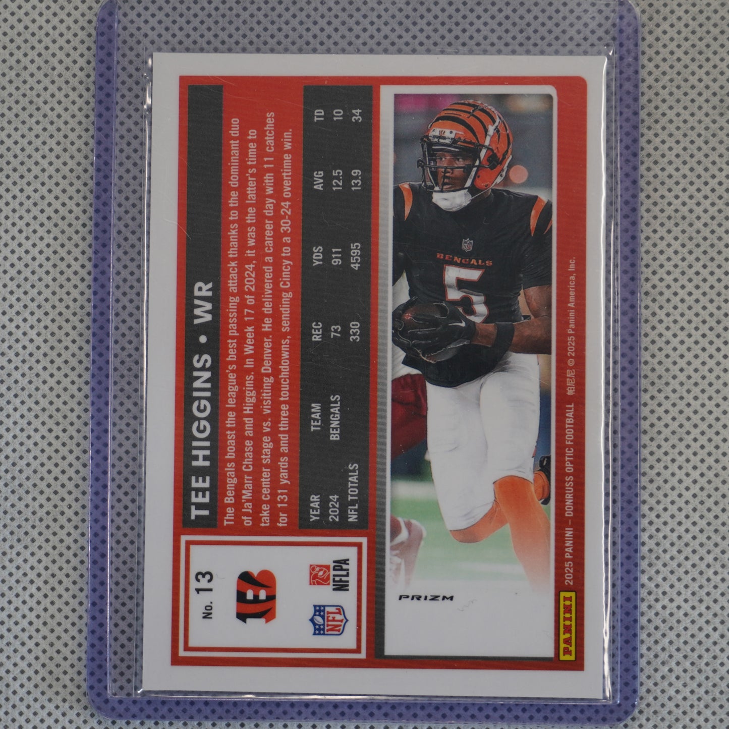 2025 Donruss Optic #13 Tee Higgins Holo Cincinnati Bengals