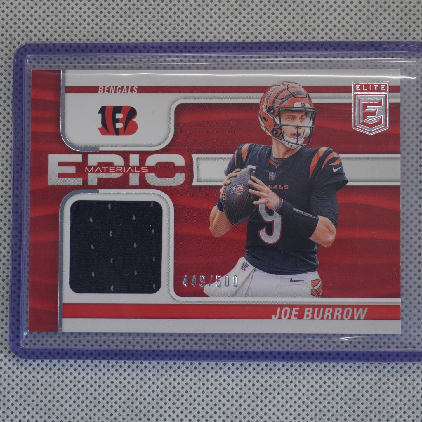 2024 Donruss Elite #EMA-JBU Joe Burrow Epic Materials #/500 Cincinnati Bengals SN,MEM