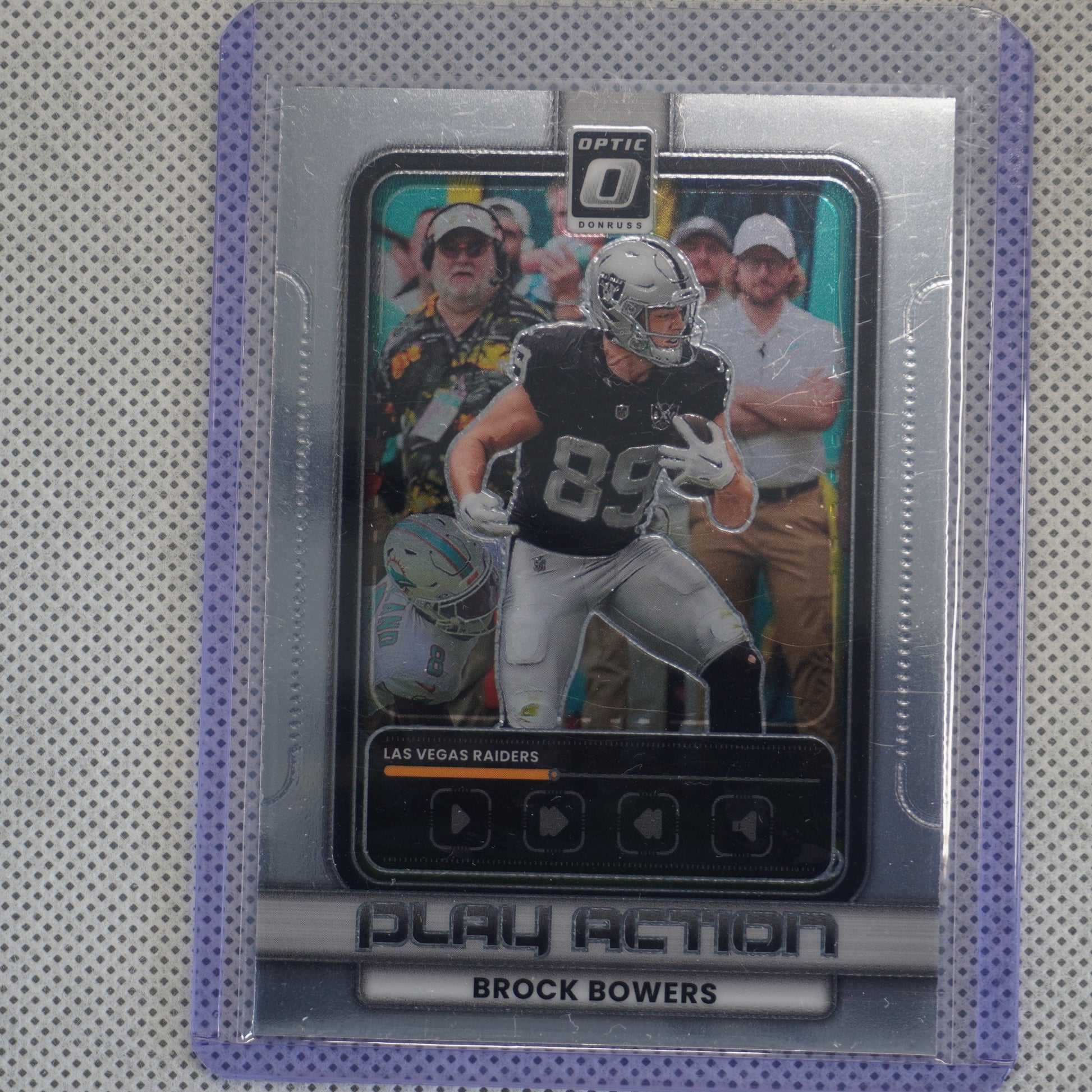2025 Donruss Optic #7 Brock Bowers Play Action Las Vegas Raiders
