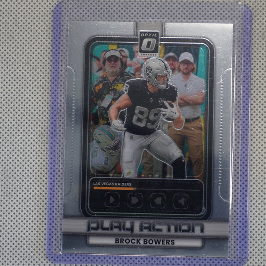 2025 Donruss Optic #7 Brock Bowers Play Action Las Vegas Raiders