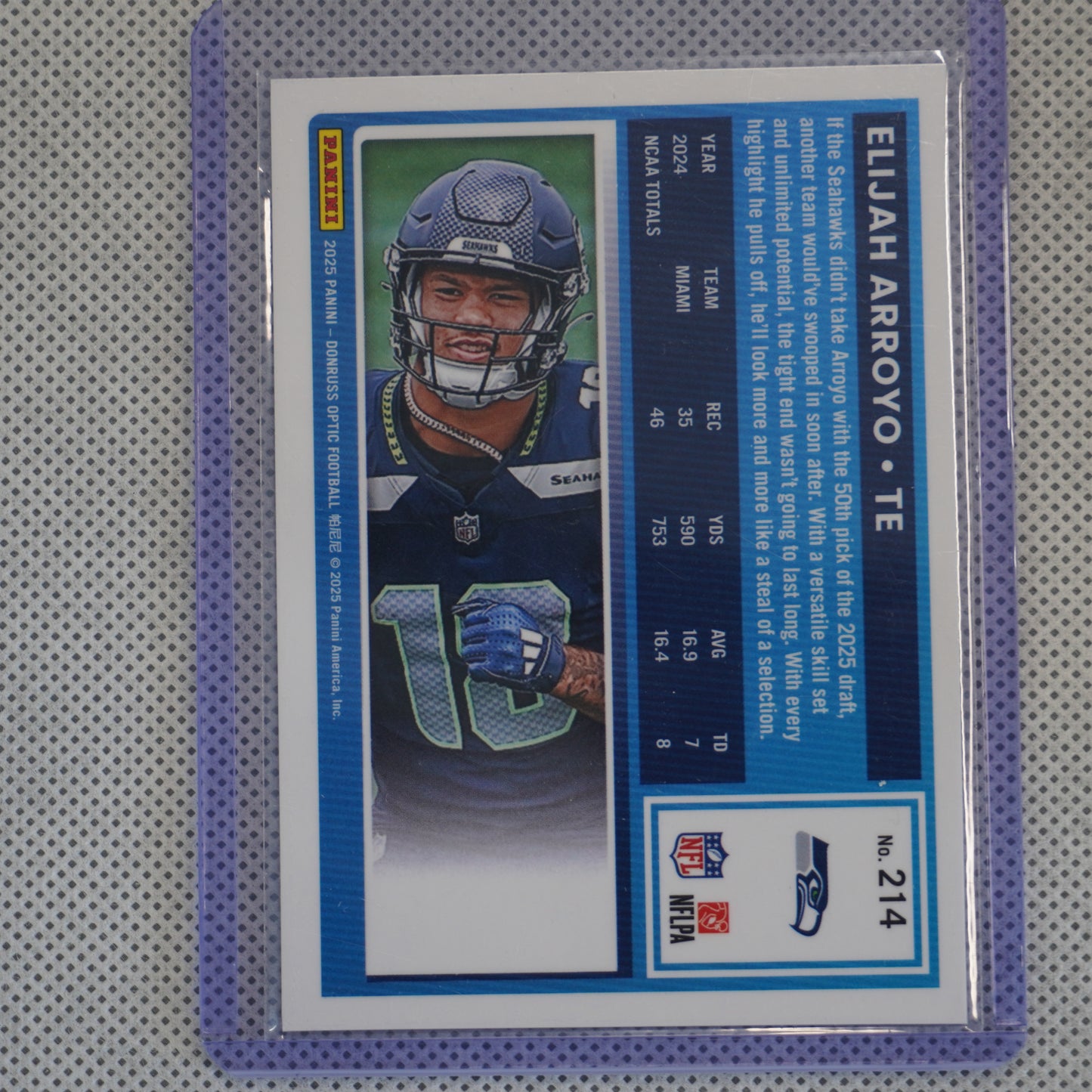2025 Donruss Optic #214 Elijah Arroyo Seattle Seahawks RC