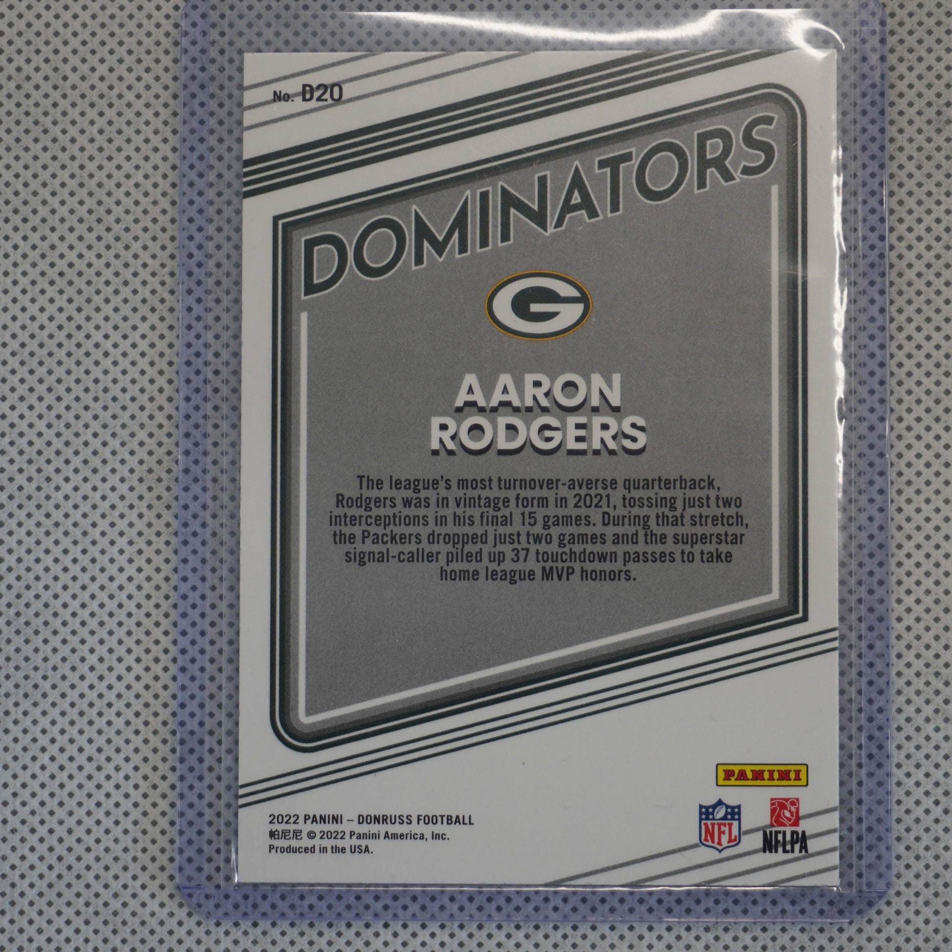 2022 Donruss #D20 Aaron Rodgers Dominators Green Bay Packers