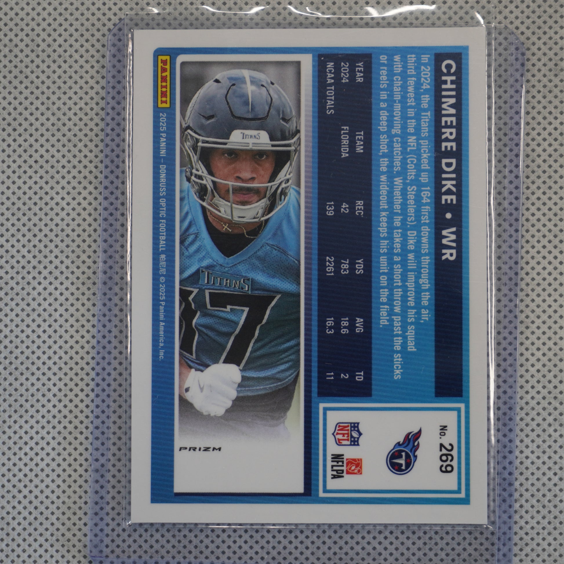 2025 Donruss Optic #269 Chimere Dike Blue Hyper Tennessee Titans RC