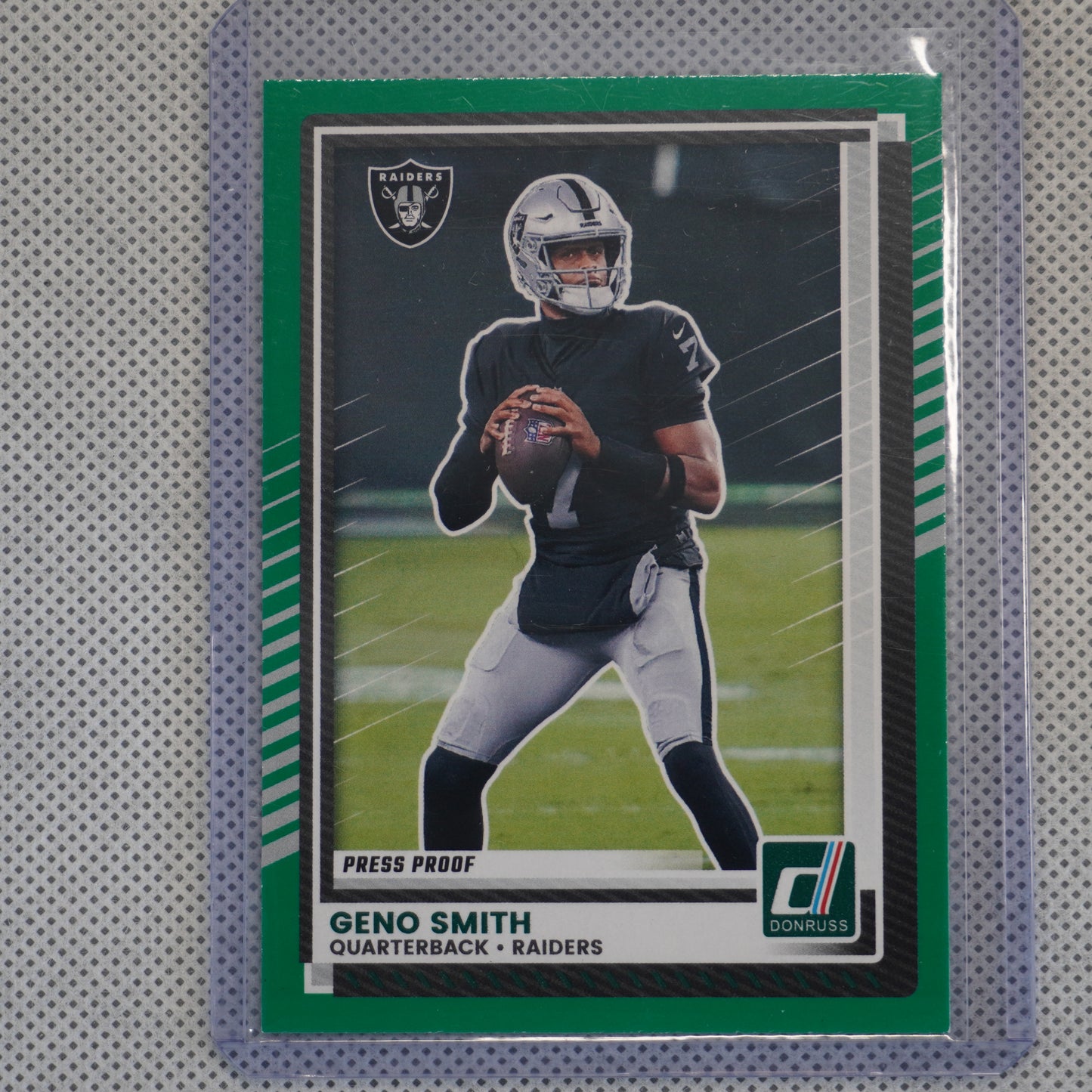 2025 Donruss #213 Geno Smith Press Proofs Green Las Vegas Raiders