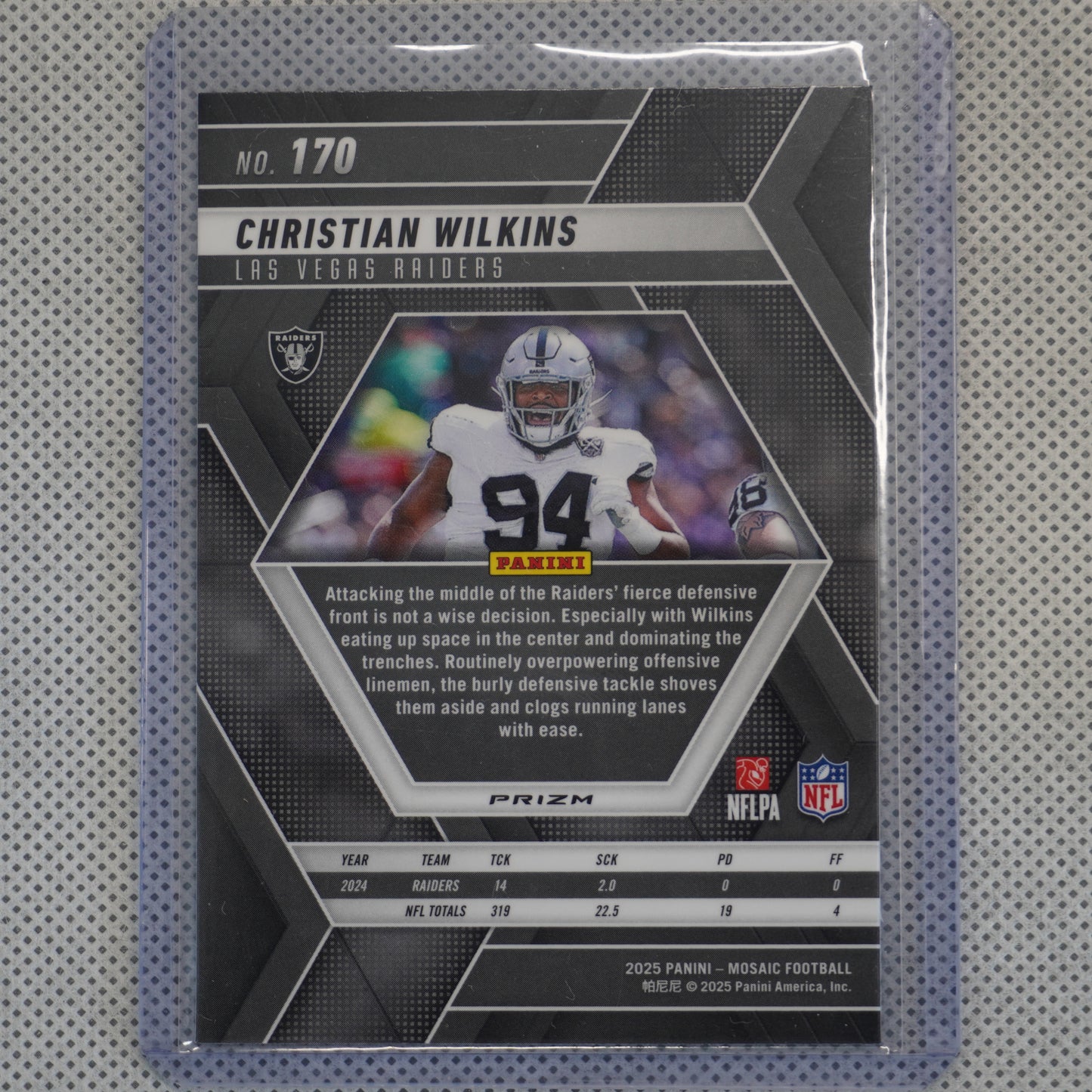 2025 Panini Mosaic #170 Christian Wilkins Silver Las Vegas Raiders