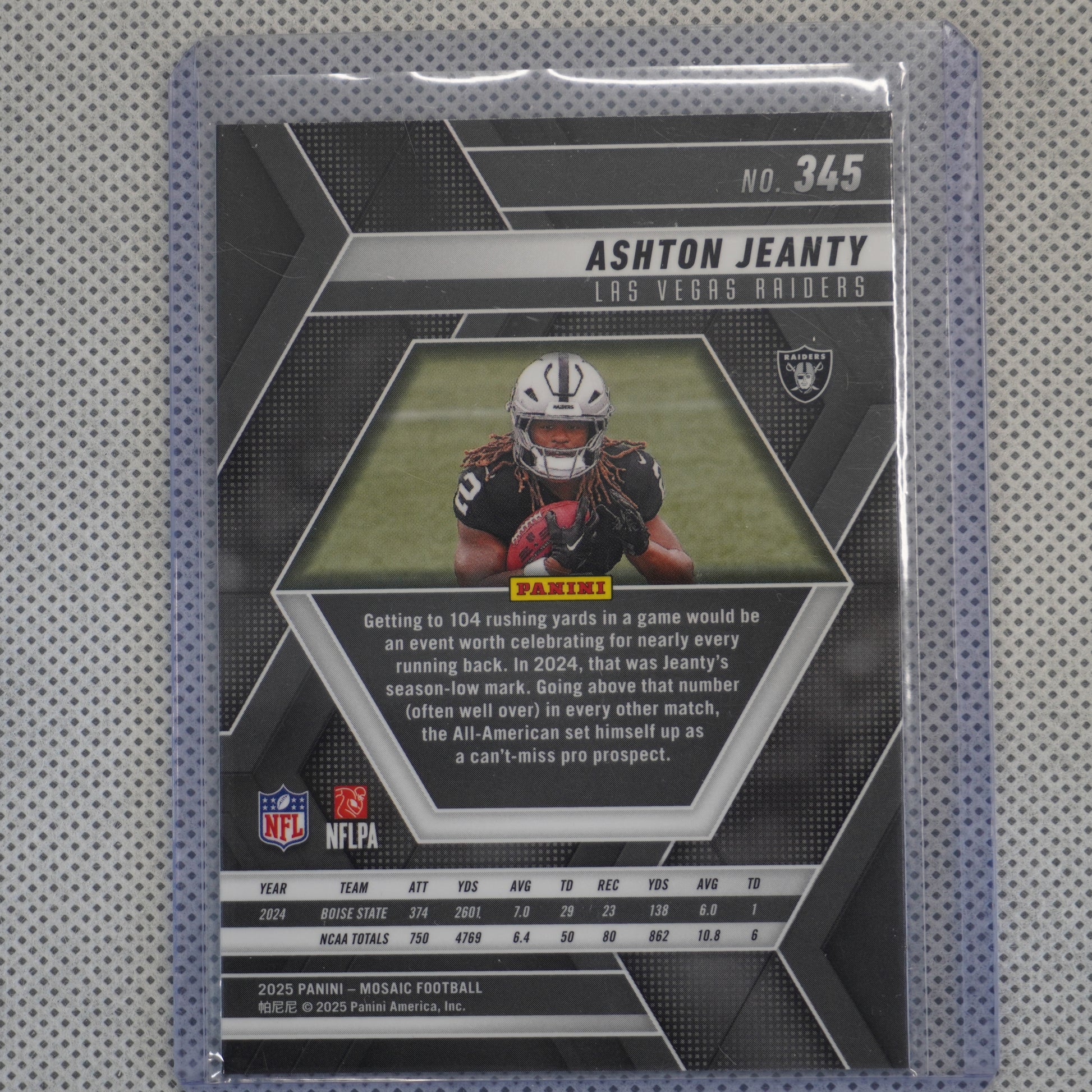 2025 Panini Mosaic #345 Ashton Jeanty Las Vegas Raiders RC