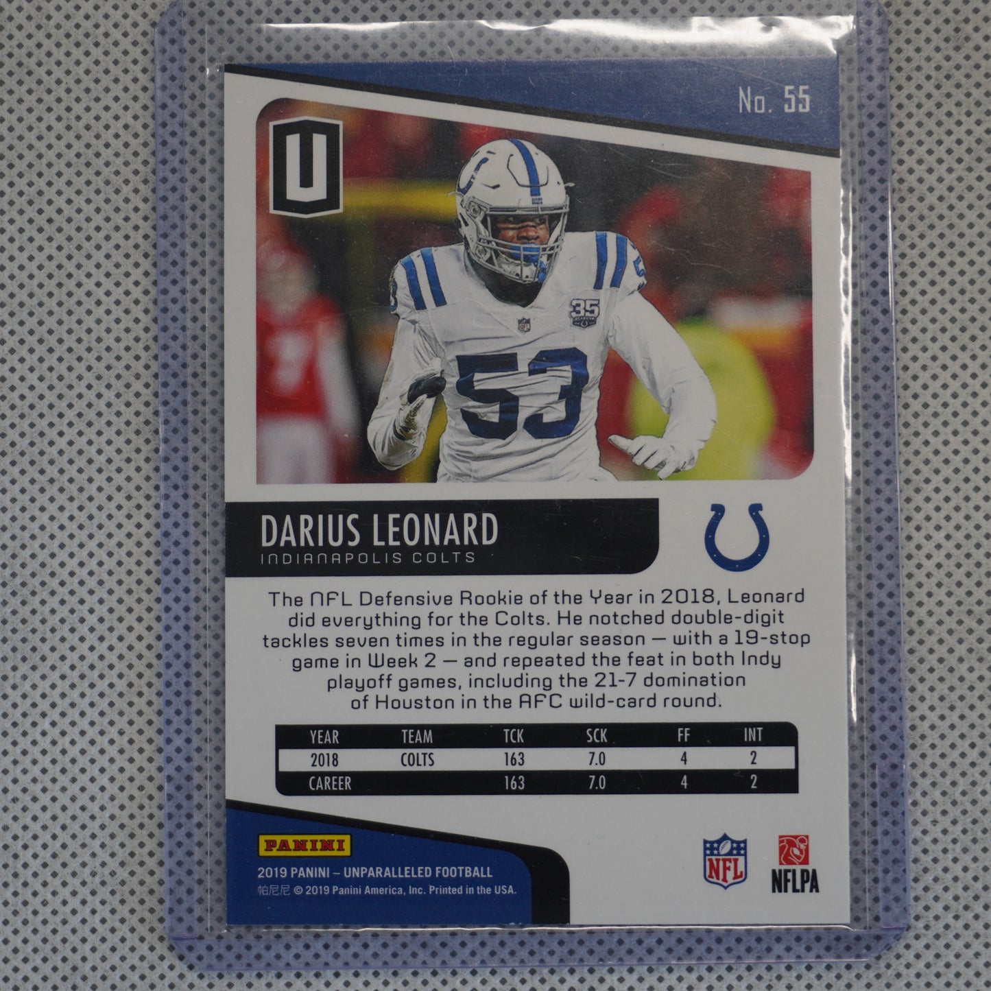 2019 Panini Unparalleled #55 Darius Leonard Indianapolis Colts