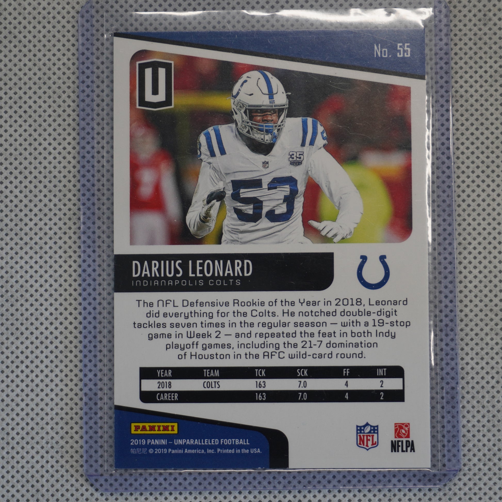 2019 Panini Unparalleled #55 Darius Leonard Indianapolis Colts