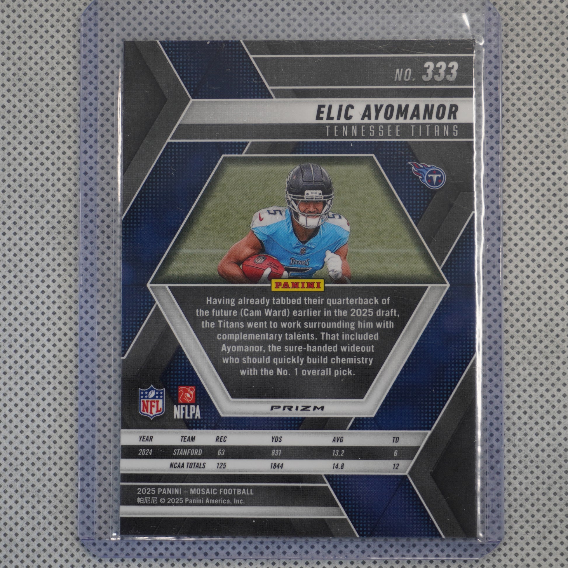 2025 Panini Mosaic #333 Elic Ayomanor Mosaic Green Tennessee Titans RC