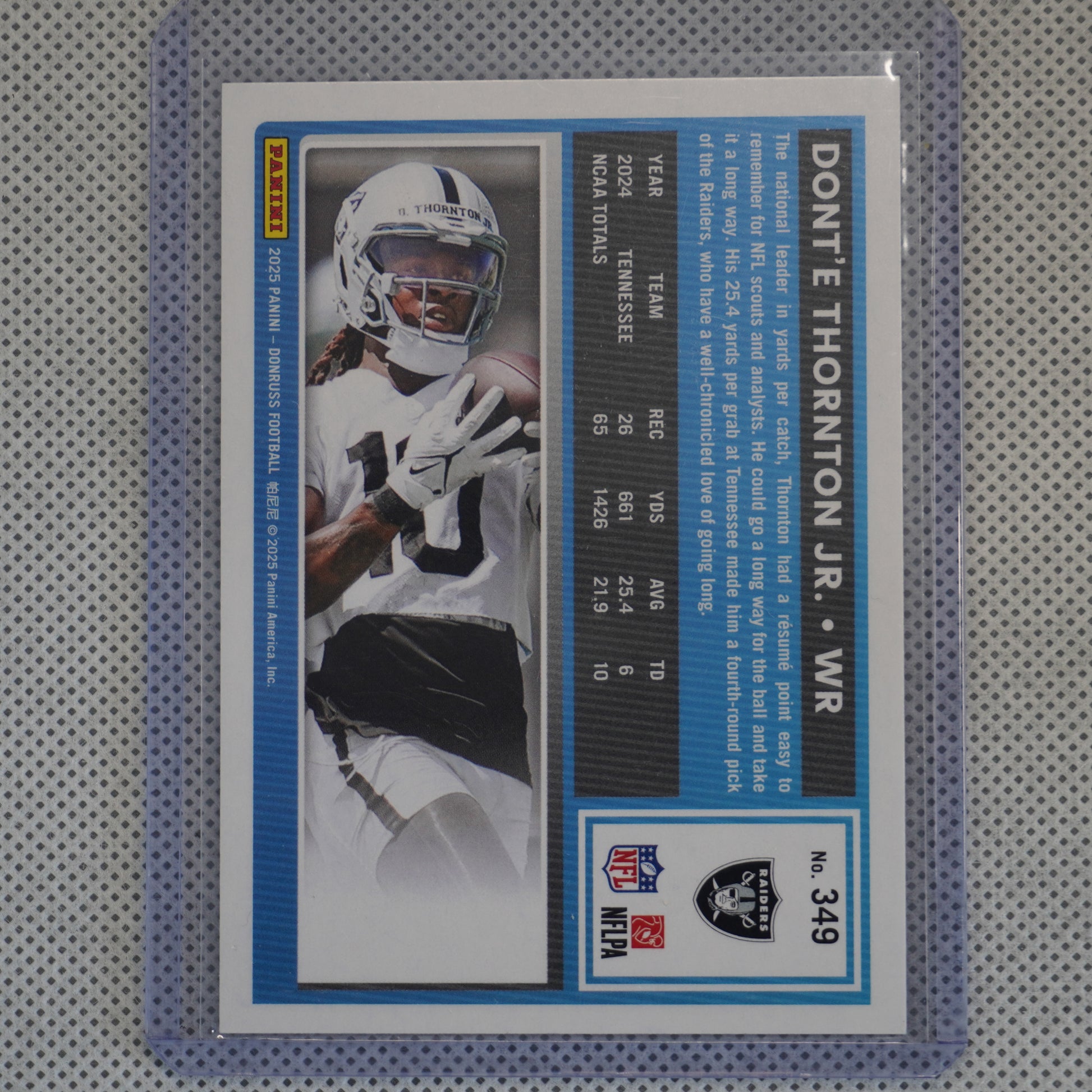 2025 Donruss #349 Dont’e Thornton Jr. Las Vegas Raiders RC