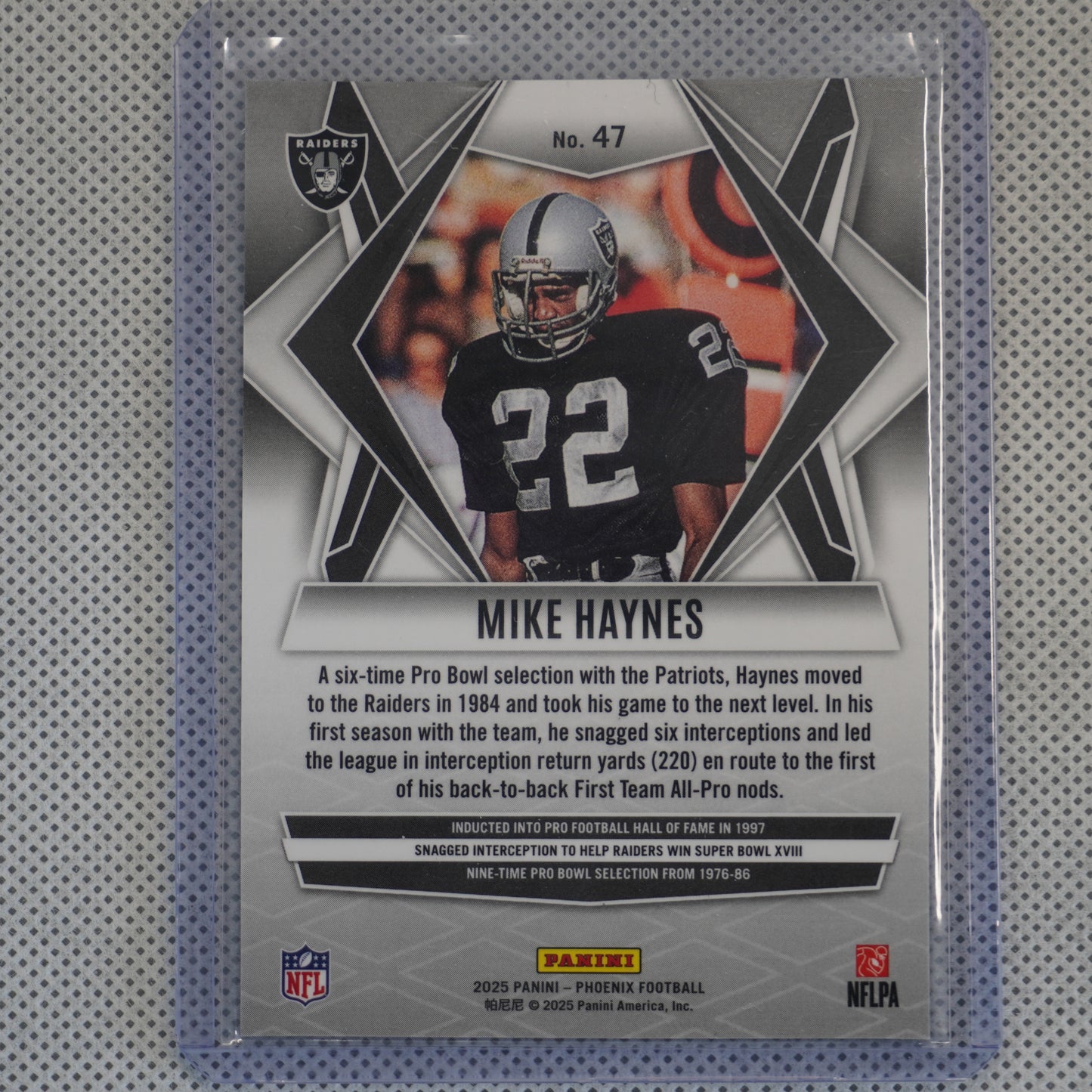 2025 Panini Phoenix #47 Mike Haynes Silver Prizm Los Angeles Raiders