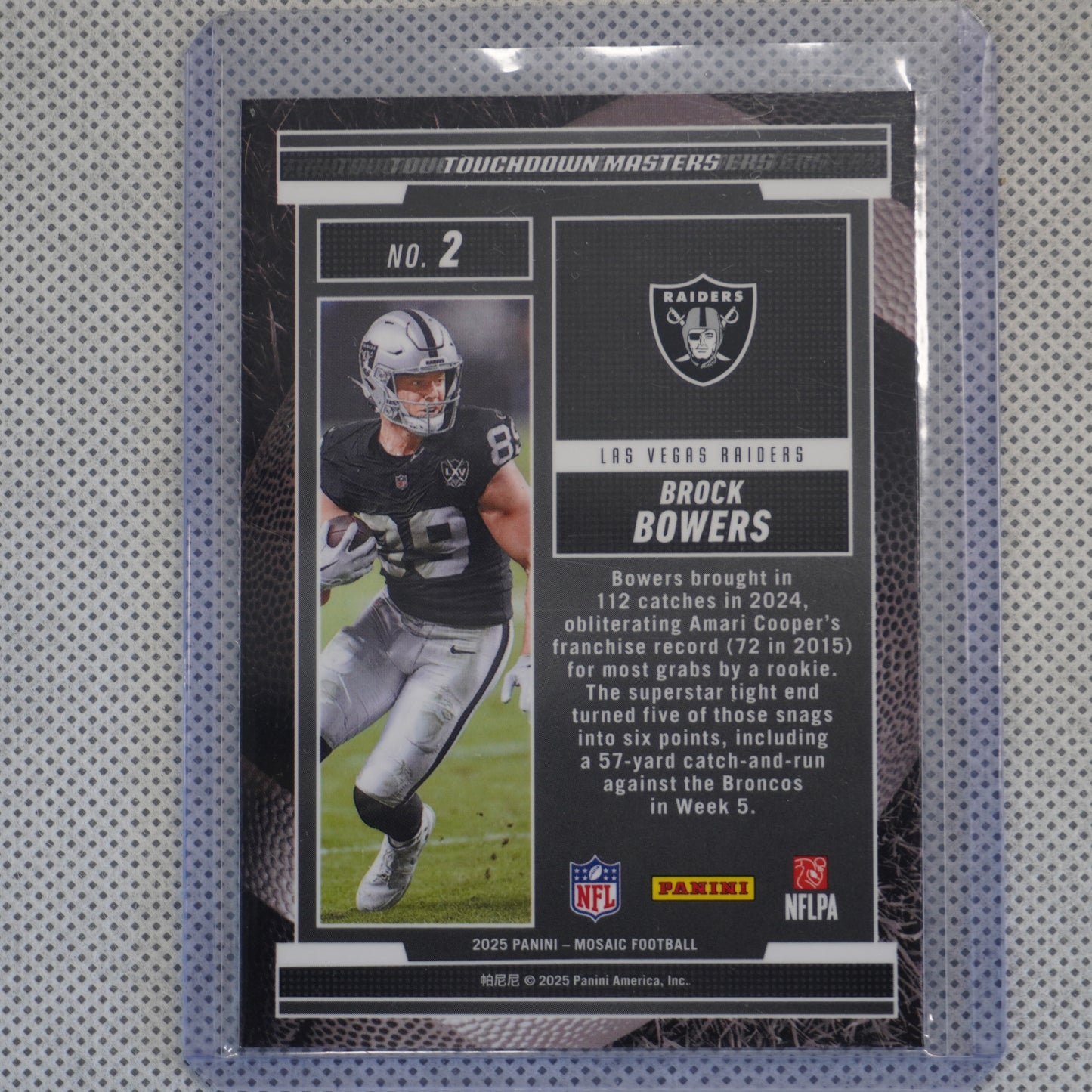 2025 Panini Mosaic #2 Brock Bowers Touchdown Masters Las Vegas Raiders