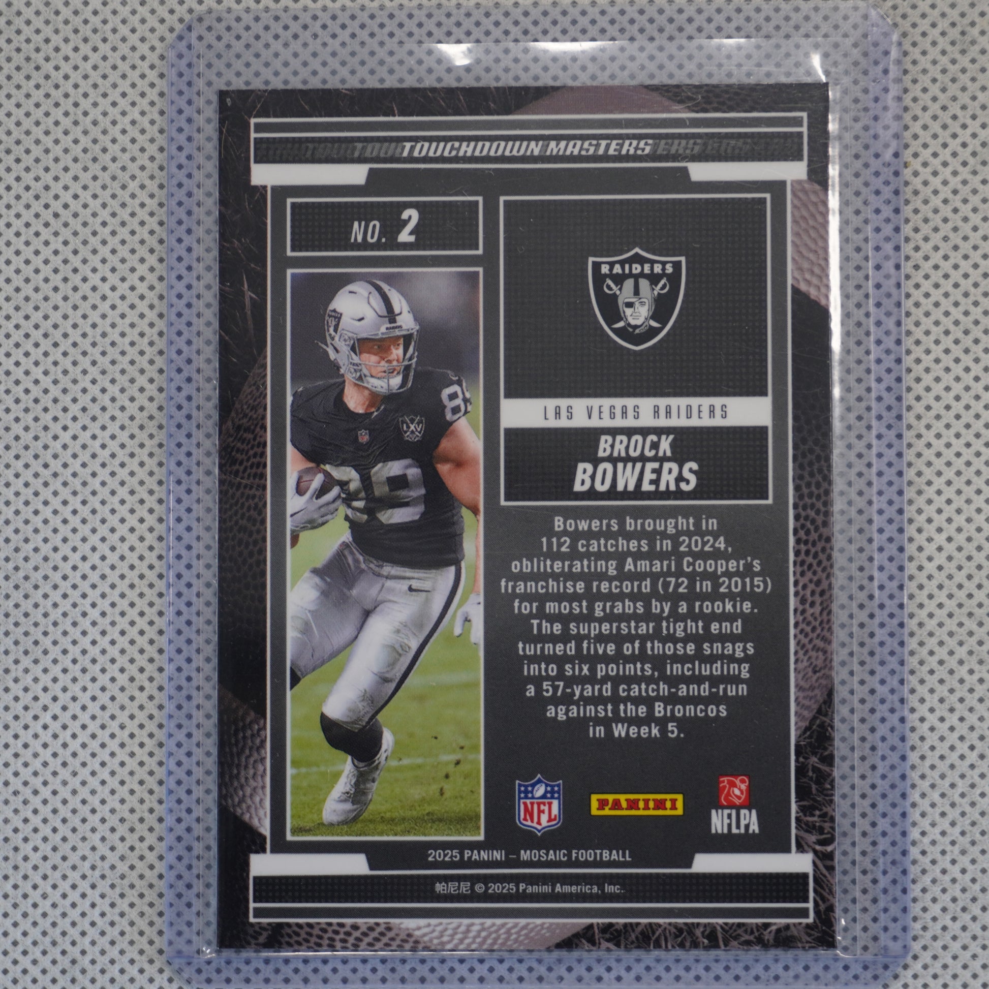 2025 Panini Mosaic #2 Brock Bowers Touchdown Masters Las Vegas Raiders
