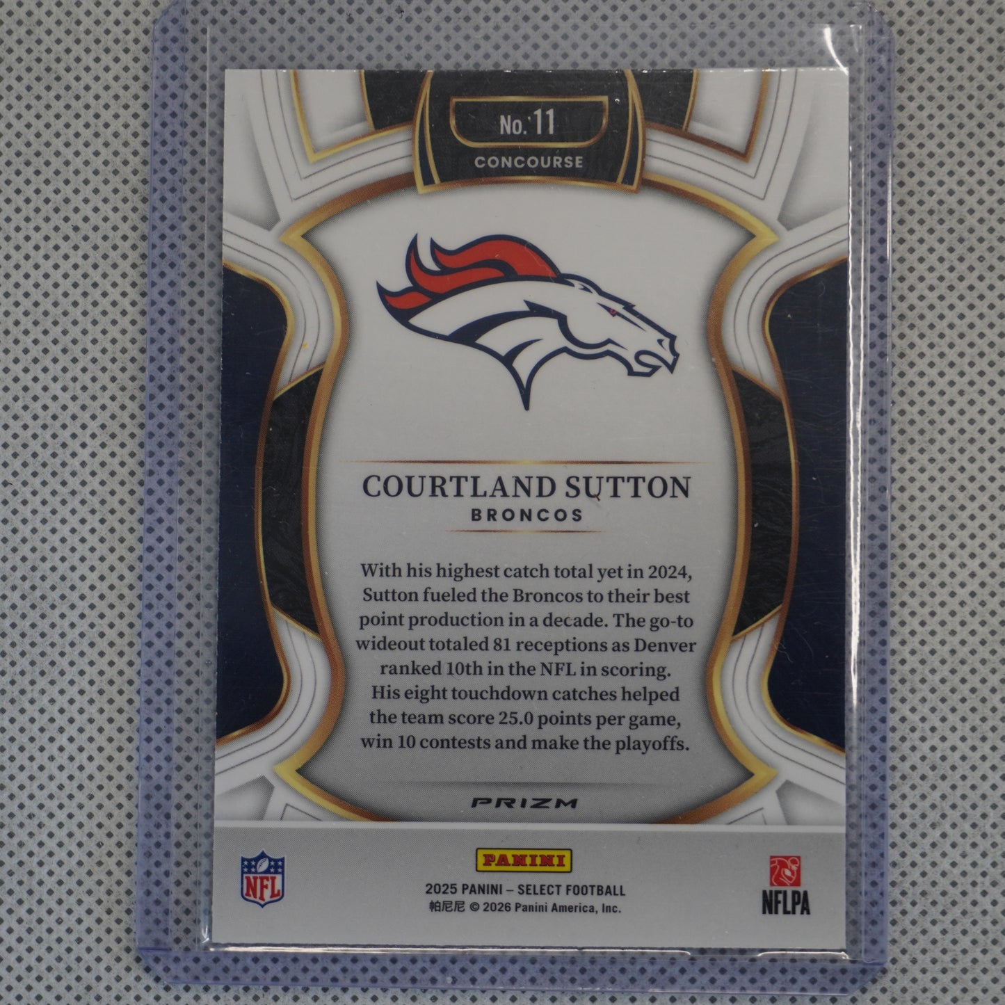 2025 Panini Select #11 Courtland Sutton Pink Prizm Shock Denver Broncos