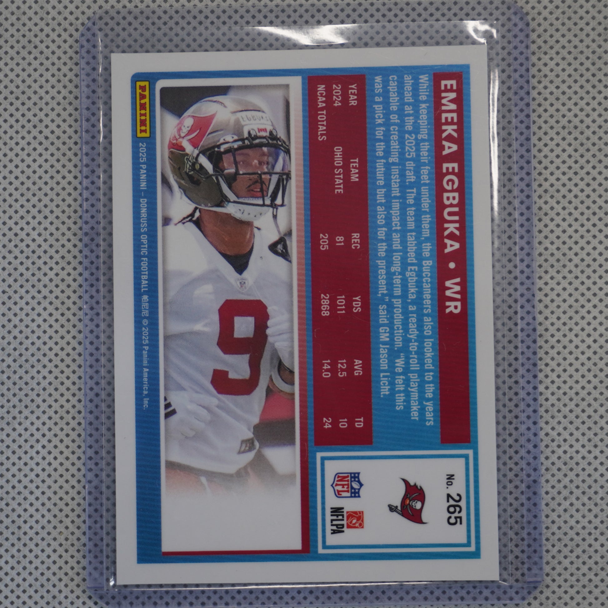 2025 Donruss Optic #265 Emeka Egbuka Tampa Bay Buccaneers RC