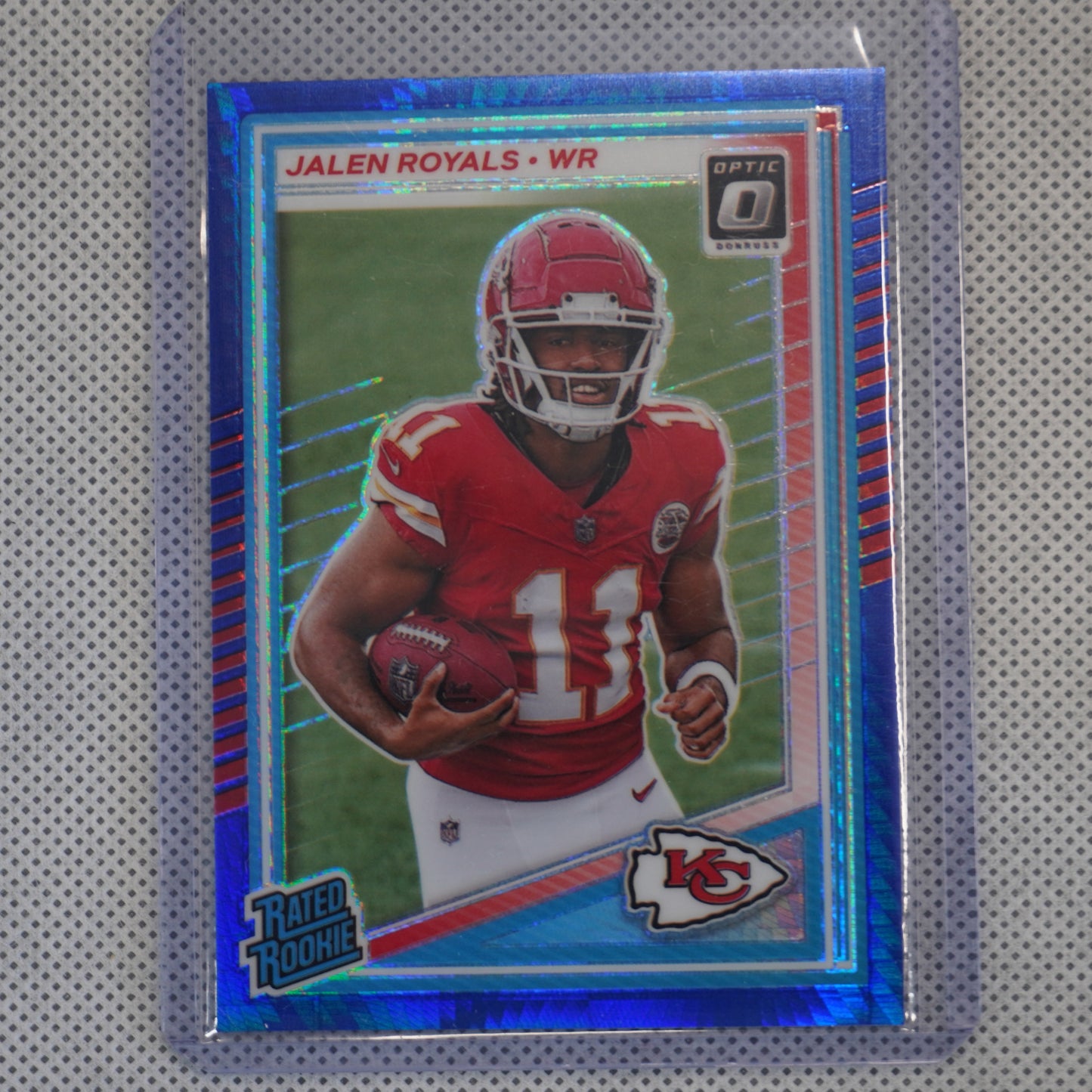 2025 Donruss Optic #251 Jalen Royals Blue Hyper Kansas City Chiefs RC
