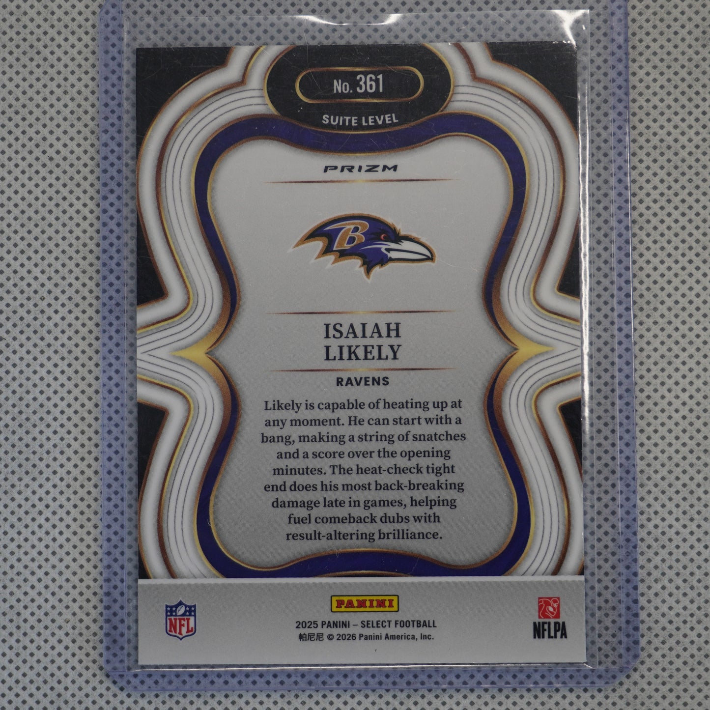 2025 Panini Select #361 Isaiah Likely Silver Prizm Baltimore Ravens