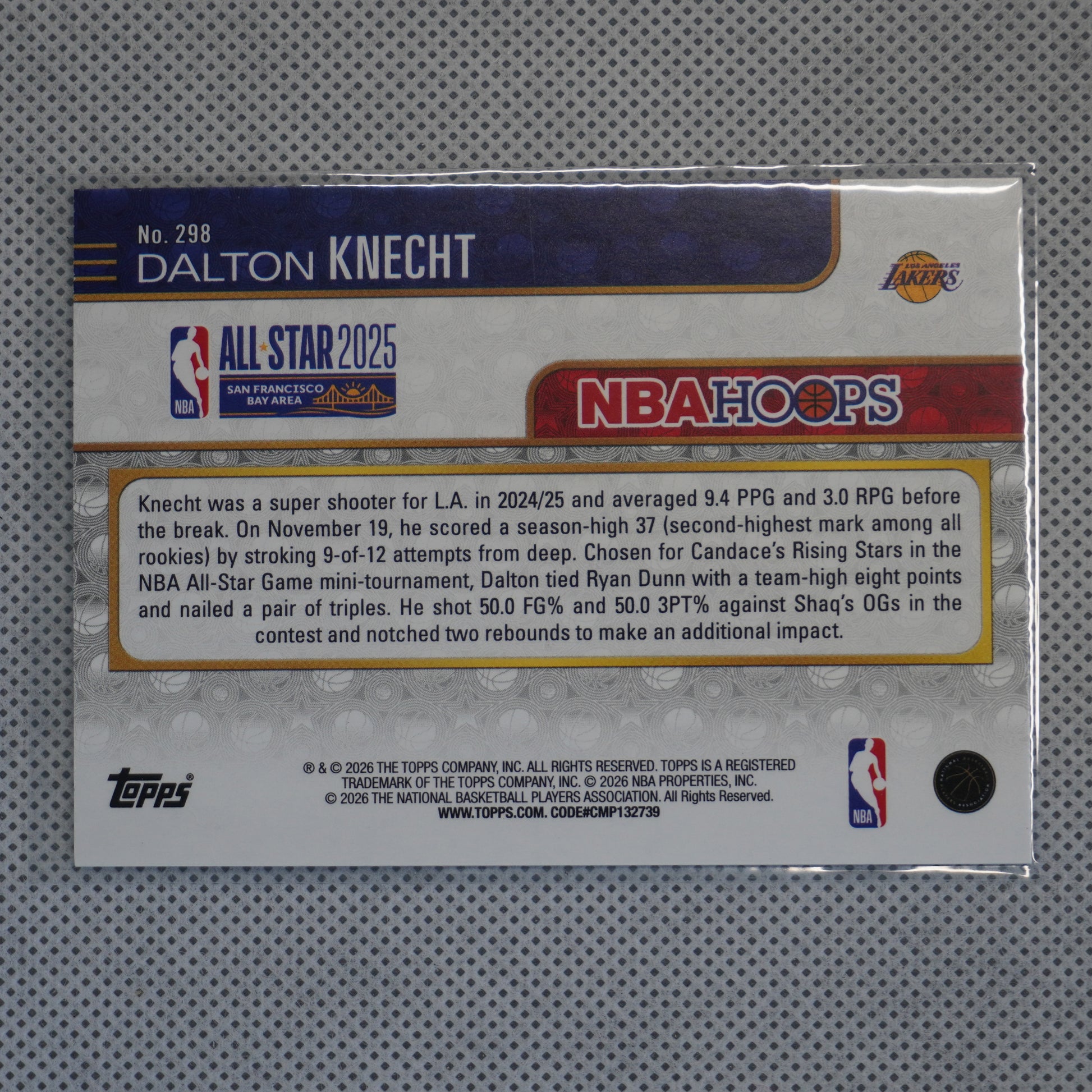 2025-26 Hoops #298 Dalton Knecht Rainbow Los Angeles Lakers