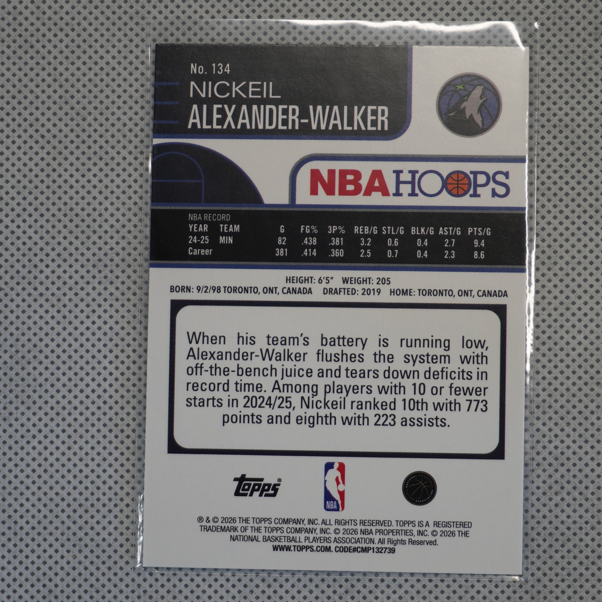 2025-26 Hoops #134 Nickeil Alexander-Walker Rainbow Minnesota Timberwolves