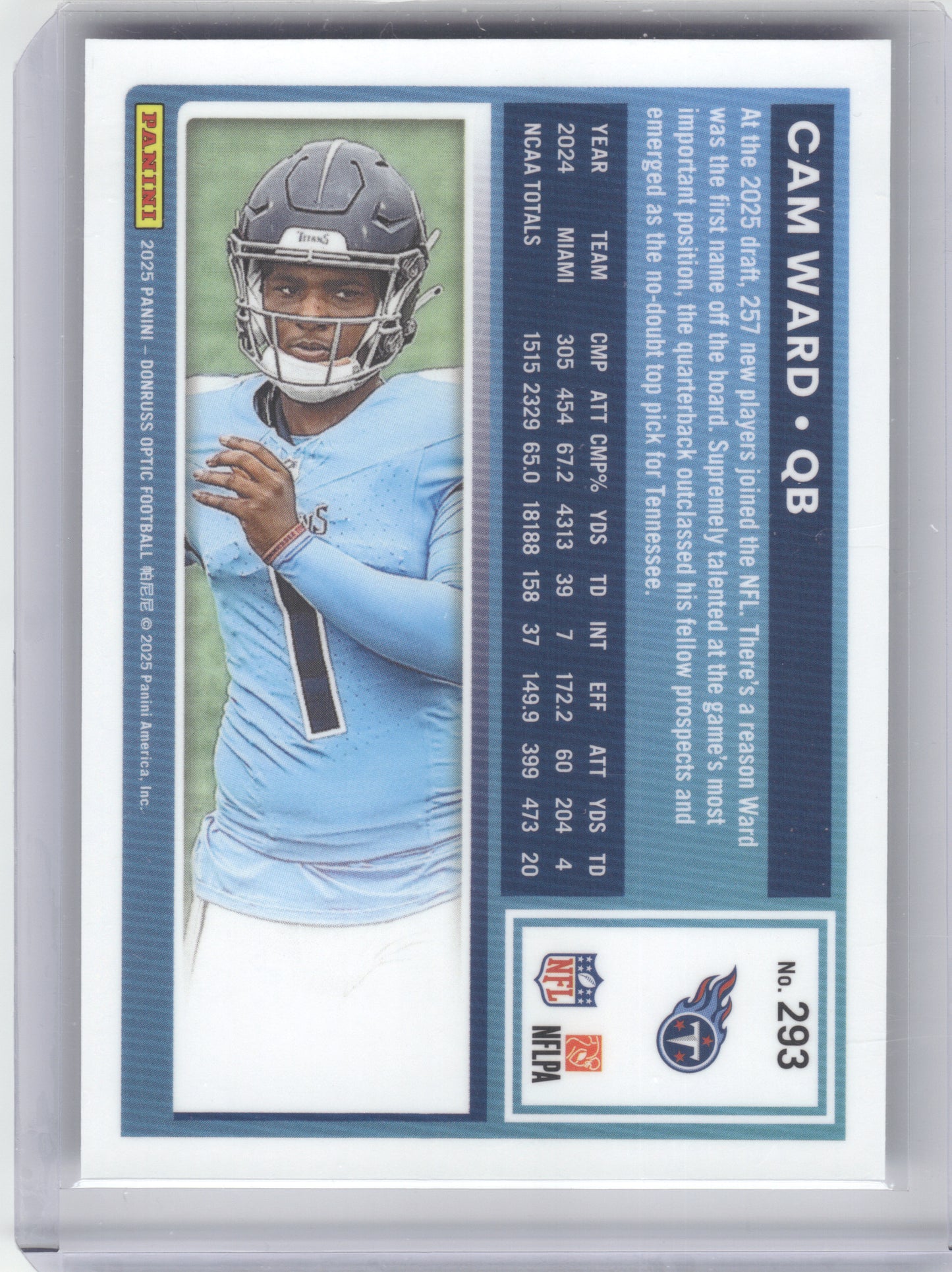 2025 Donruss Optic #293 Cam Ward Tennessee Titans RC