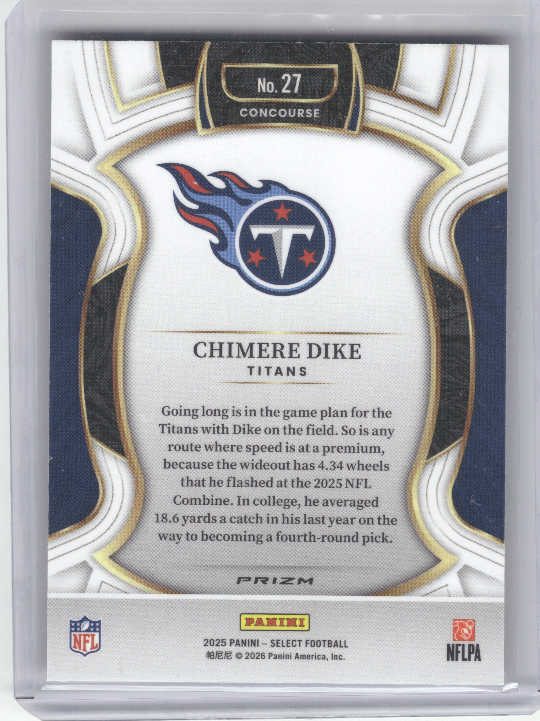 2025 Panini Select #27 Chimere Dike Pink Prizm Shock Tennessee Titans