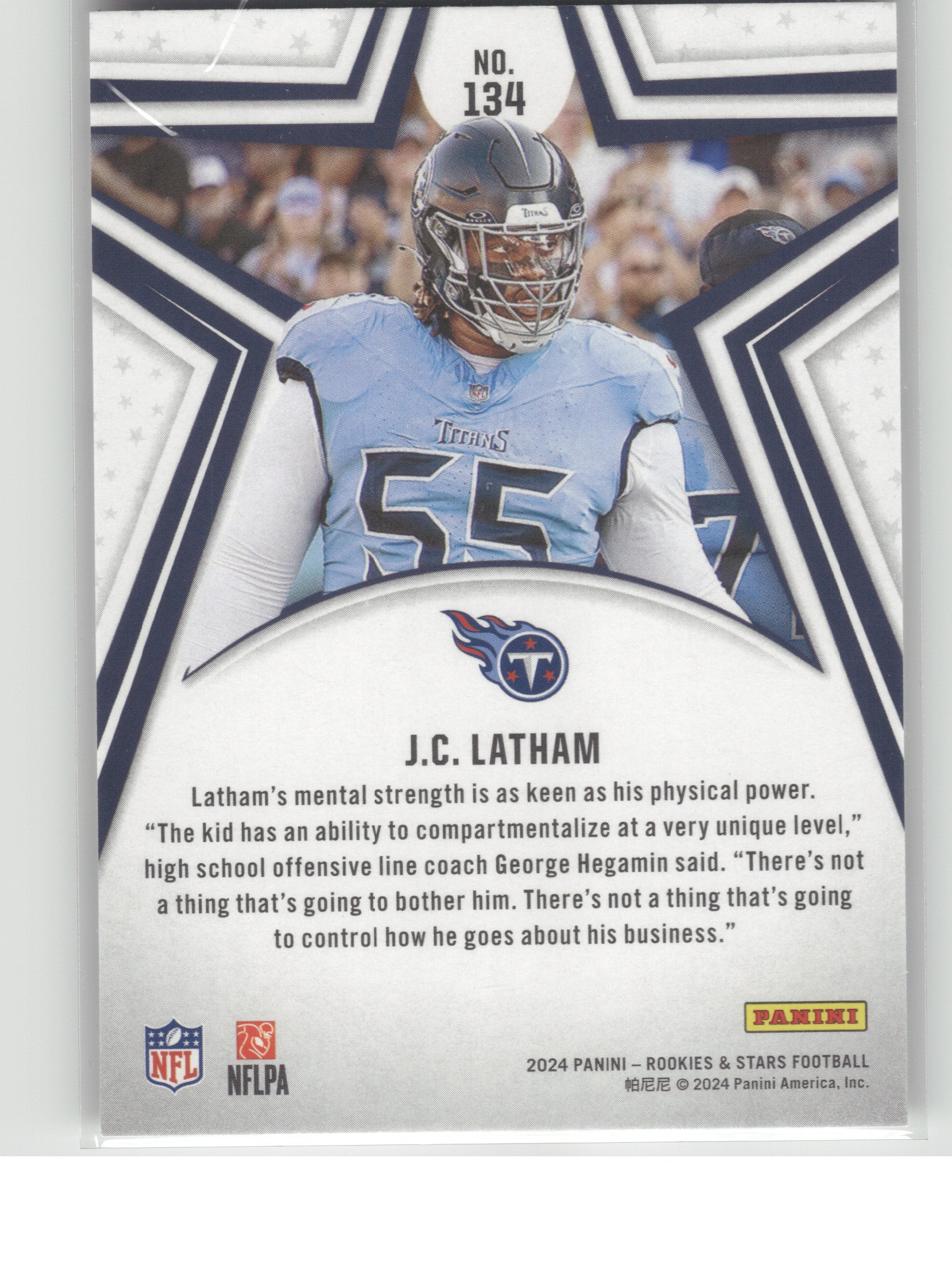 2024 Panini Rookies & Stars #134 J.C. Latham Tennessee Titans RC
