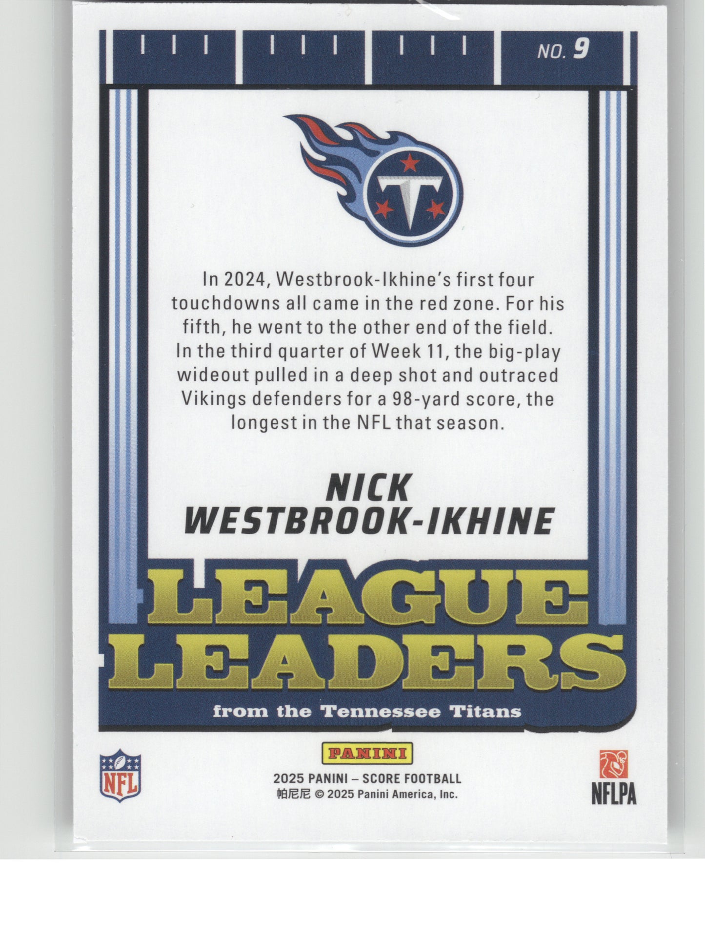 2025 Score #9 Nick Westbrook-Ikhine League Leaders Tennessee Titans