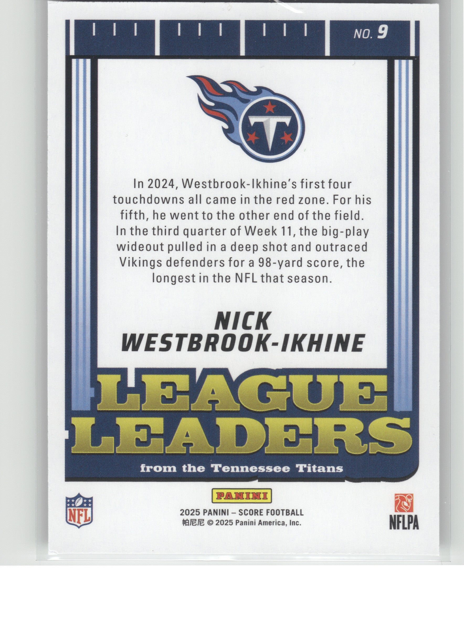 2025 Score #9 Nick Westbrook-Ikhine League Leaders Tennessee Titans