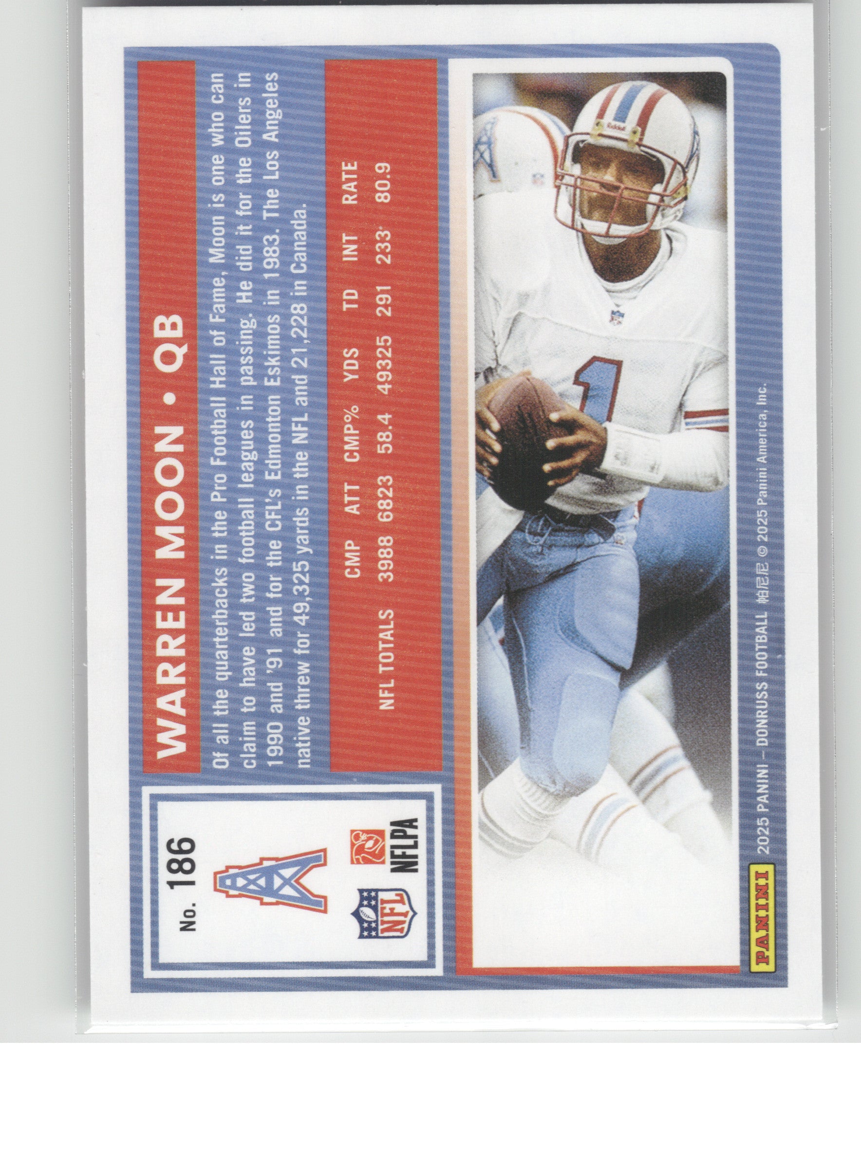 2025 Donruss #186 Warren Moon Houston Oilers