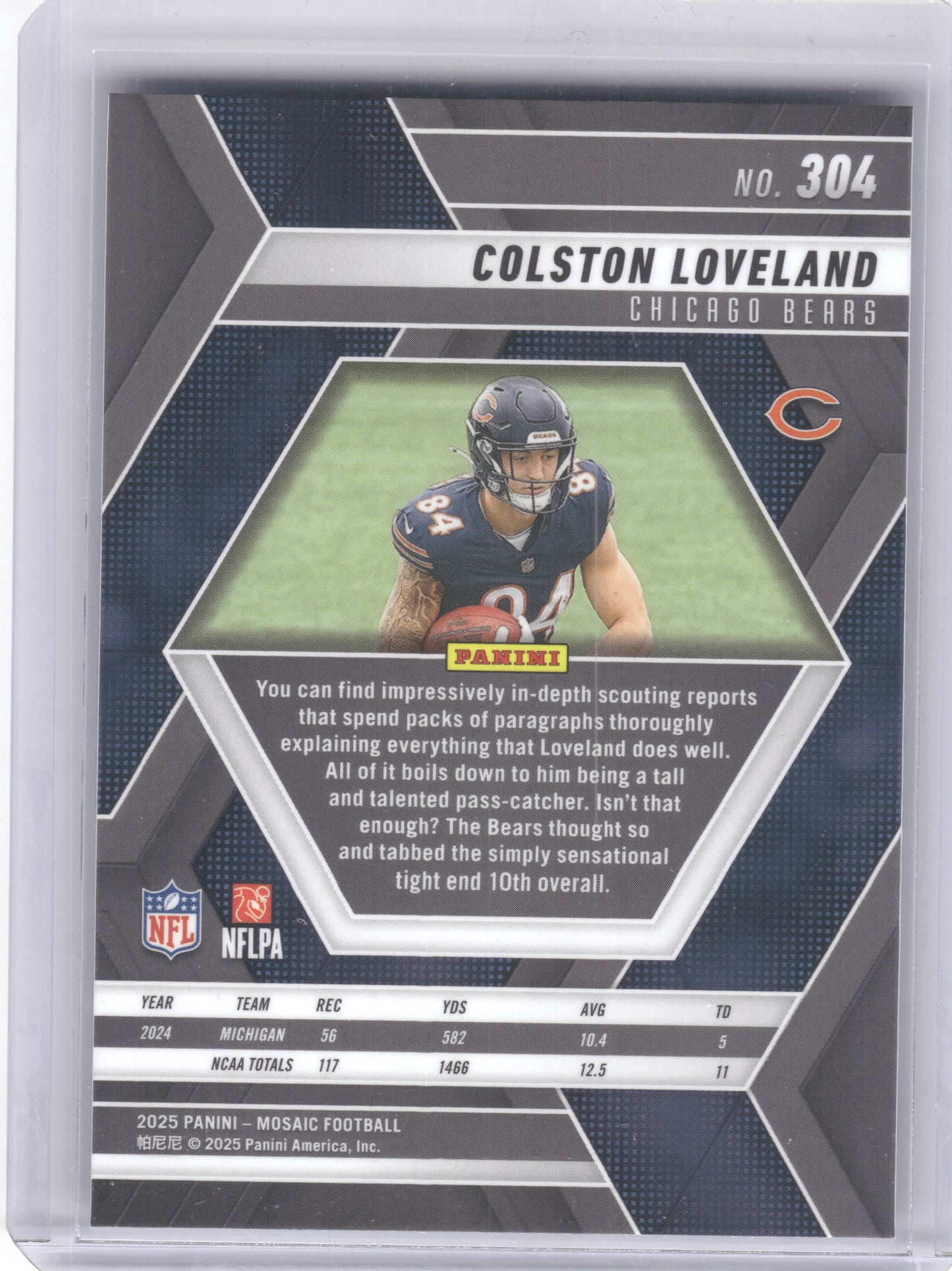 2025 Panini Mosaic #304 Colston Loveland Chicago Bears RC