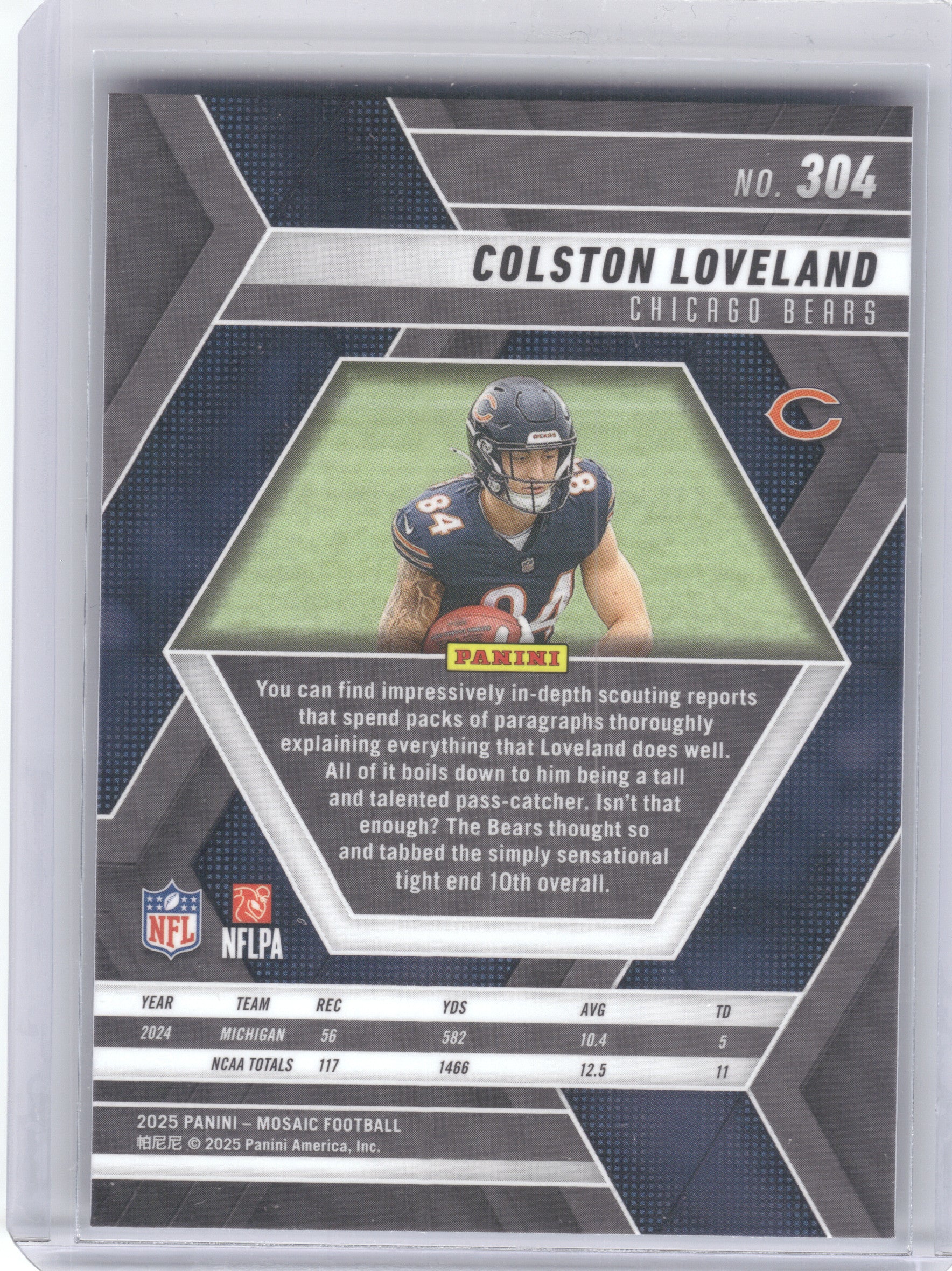 2025 Panini Mosaic #304 Colston Loveland Chicago Bears RC
