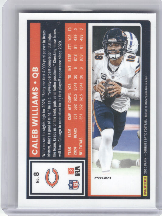 2025 Donruss Optic #8 Caleb Williams Holo Chicago Bears